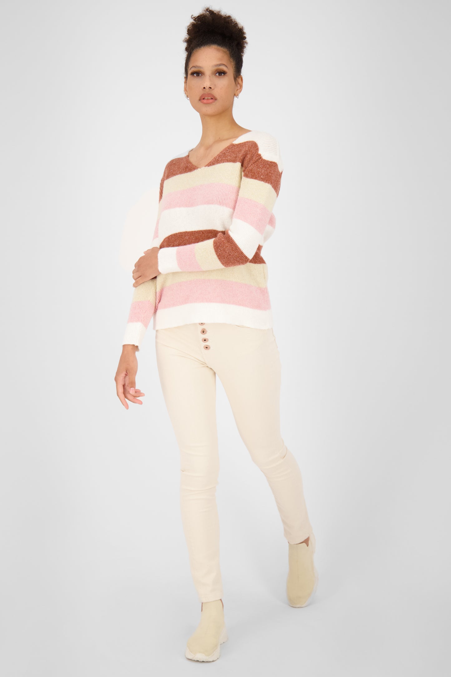 KaleaAK Z Pullover für Damen - Weicher Strickpullover mit lässigem Look Beige