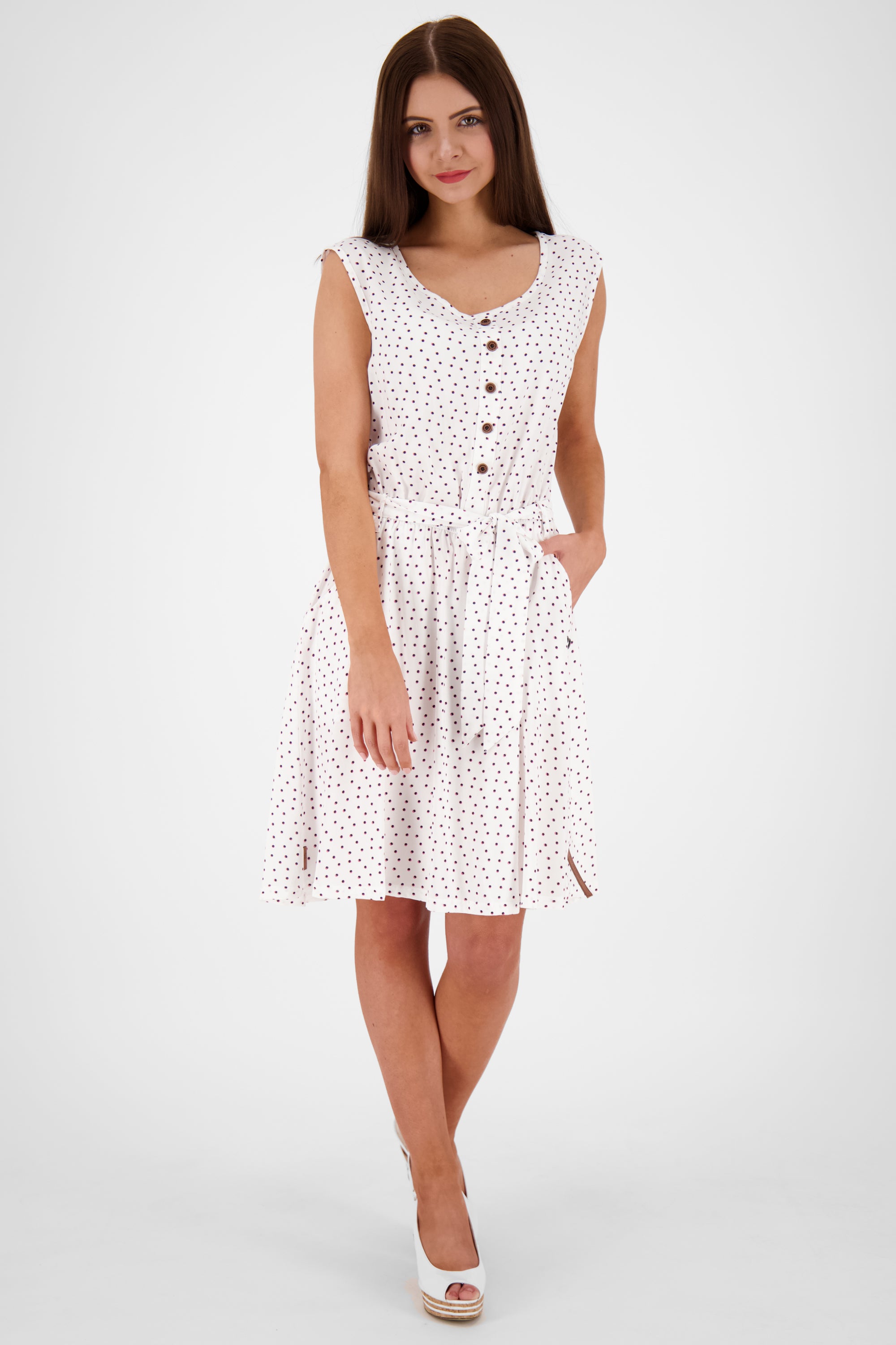 Feminines Damenkleid ScarlettAK B mit Bindegürtel Grau