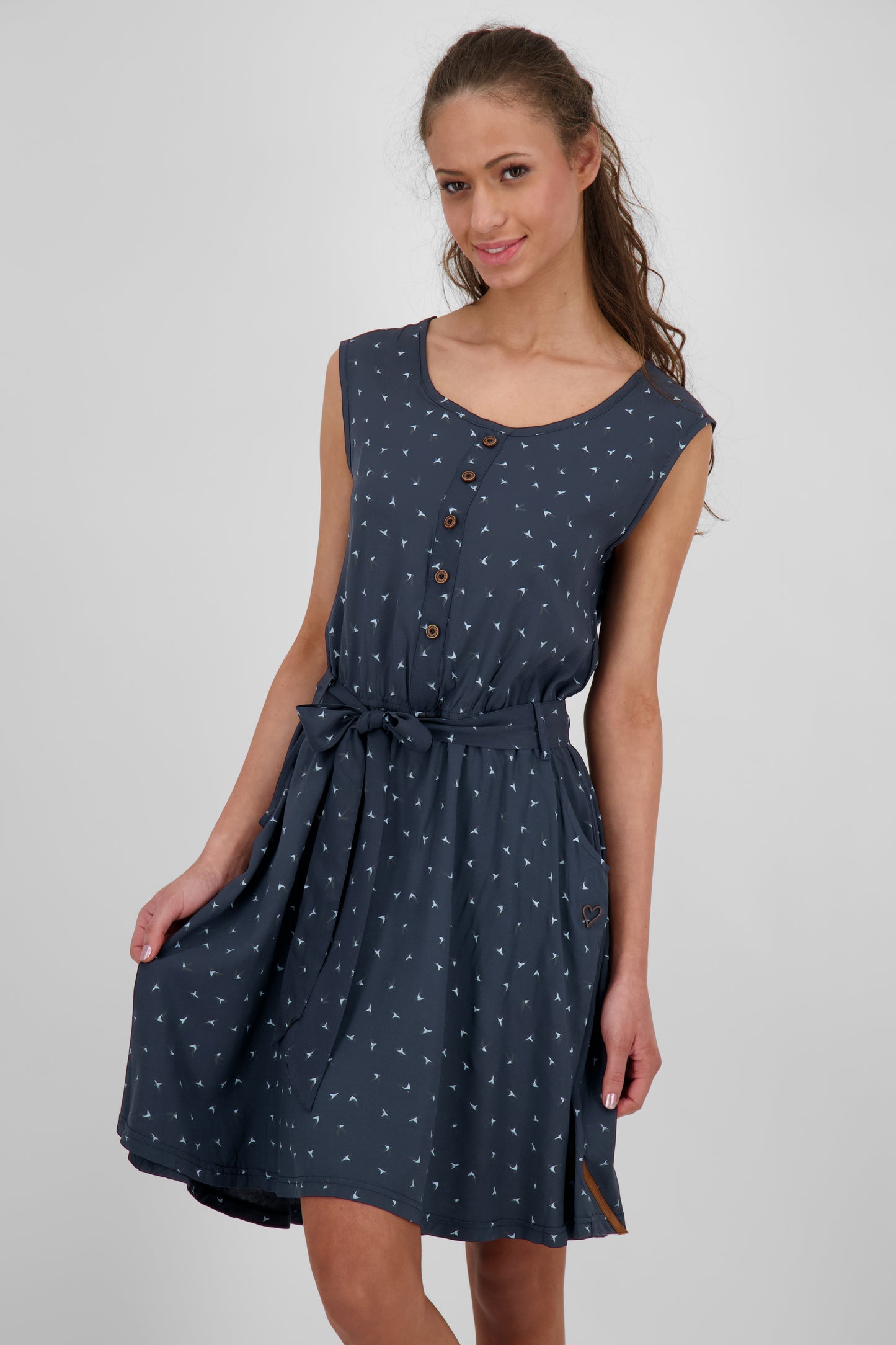 Feminines Damenkleid ScarlettAK B mit Bindegürtel Dunkelblau