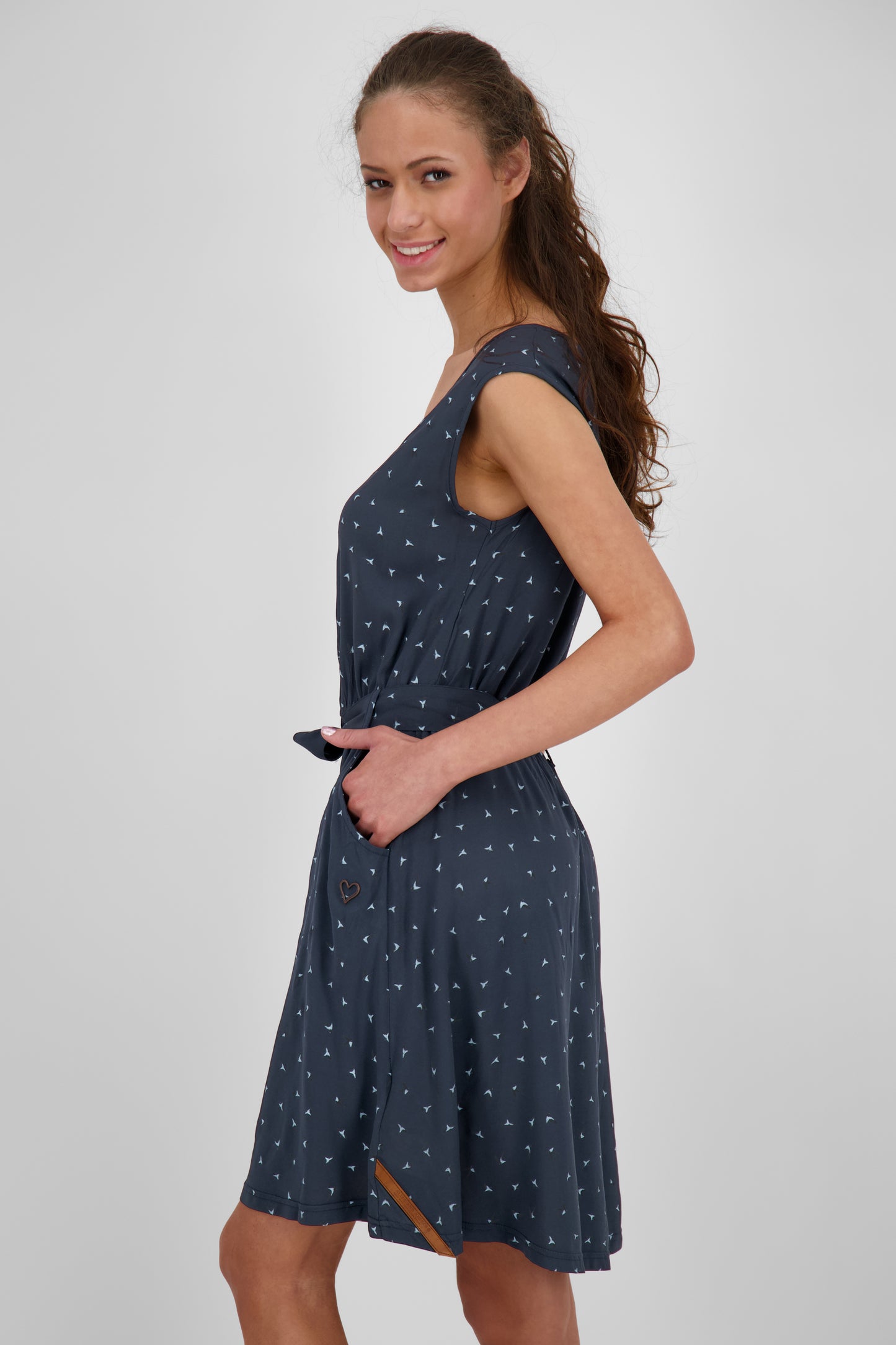 Feminines Damenkleid ScarlettAK B mit Bindegürtel Dunkelblau