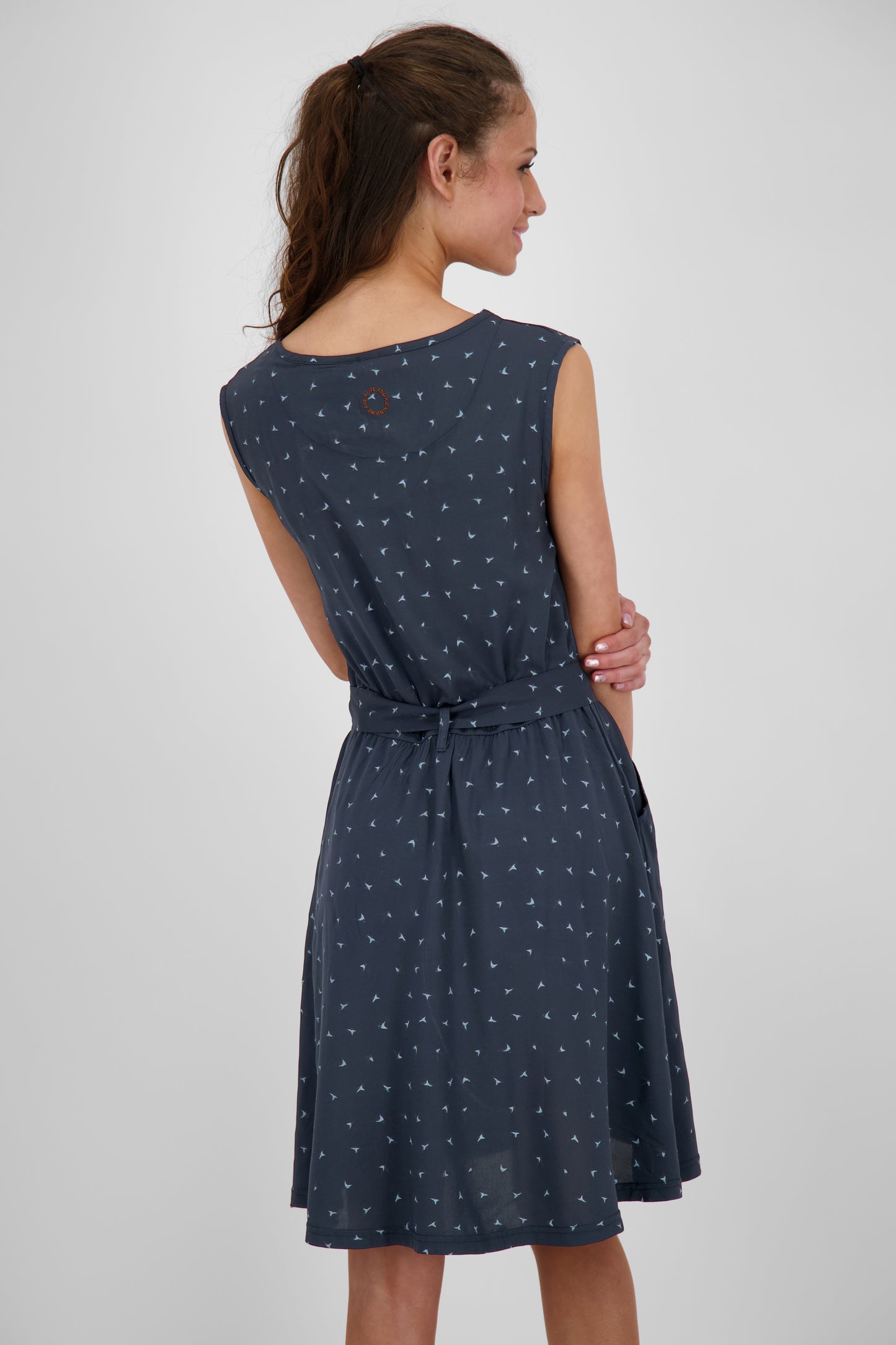 Feminines Damenkleid ScarlettAK B mit Bindegürtel Dunkelblau