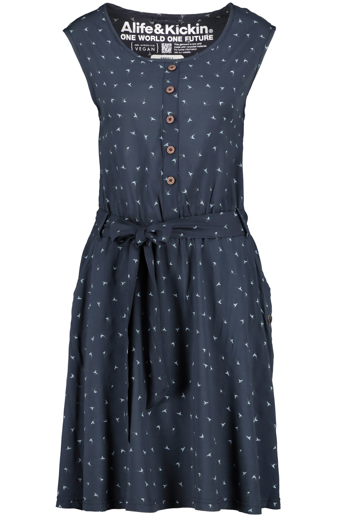 Feminines Damenkleid ScarlettAK B mit Bindegürtel Dunkelblau