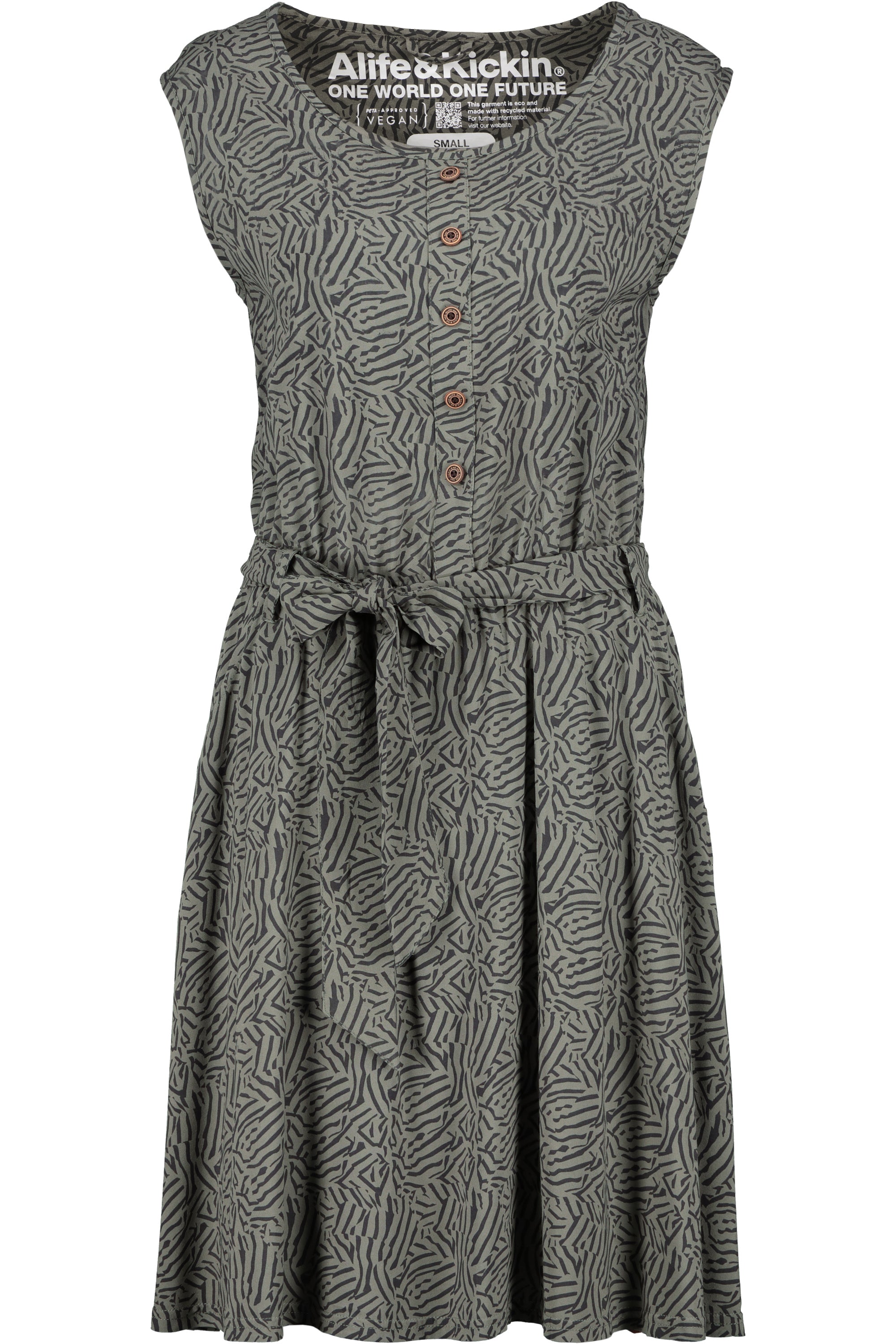 Feminines Damenkleid ScarlettAK B mit Bindegürtel Grün