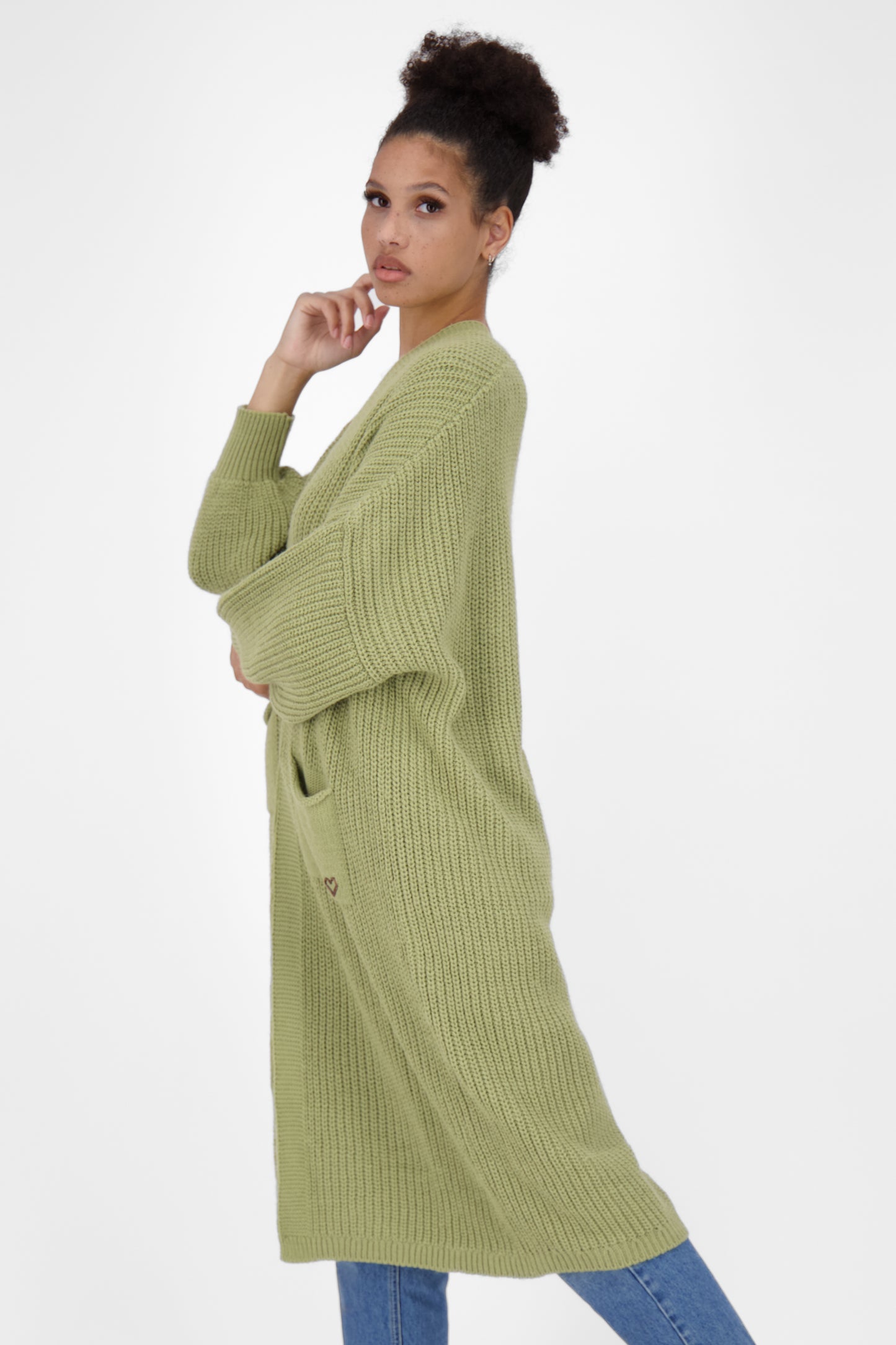 Alife and Kickin SimaAK Long - Vielseitig kombinierbare Damen Strickjacke Grün