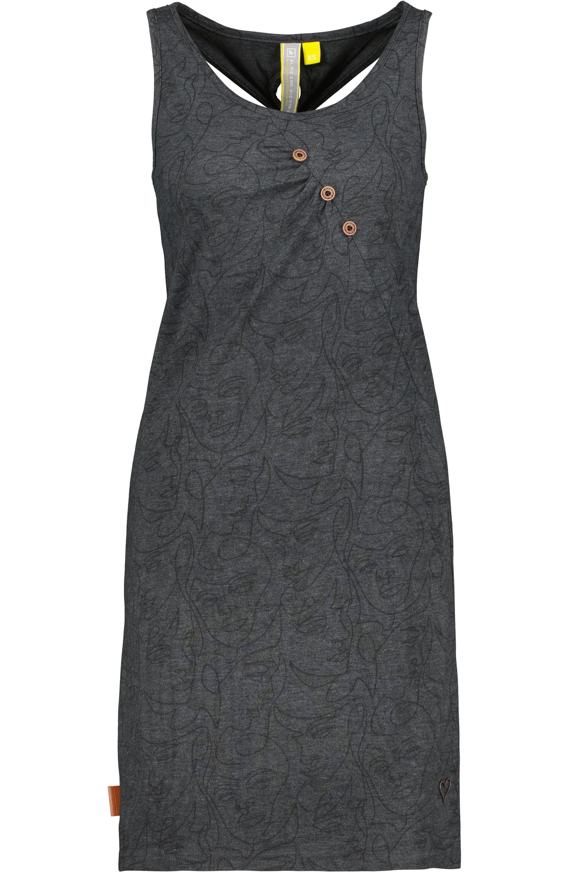 CameronAK Damenkleid - Verspielte Zierknopfleiste und figurbetonter Schnitt Schwarz