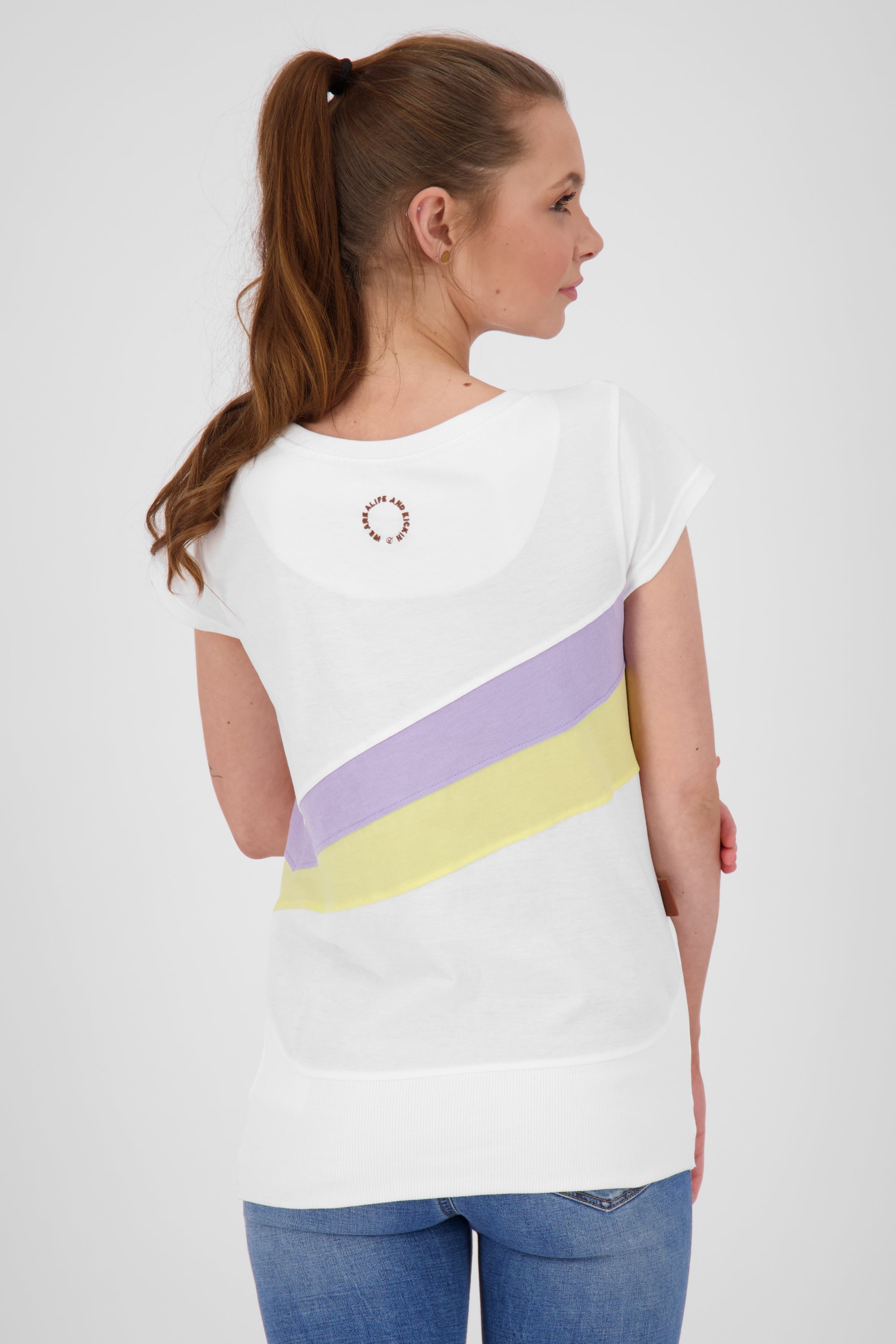 Eyecatcher Damen-T-Shirt CleaAK im Color-Streifen-Design Weiß