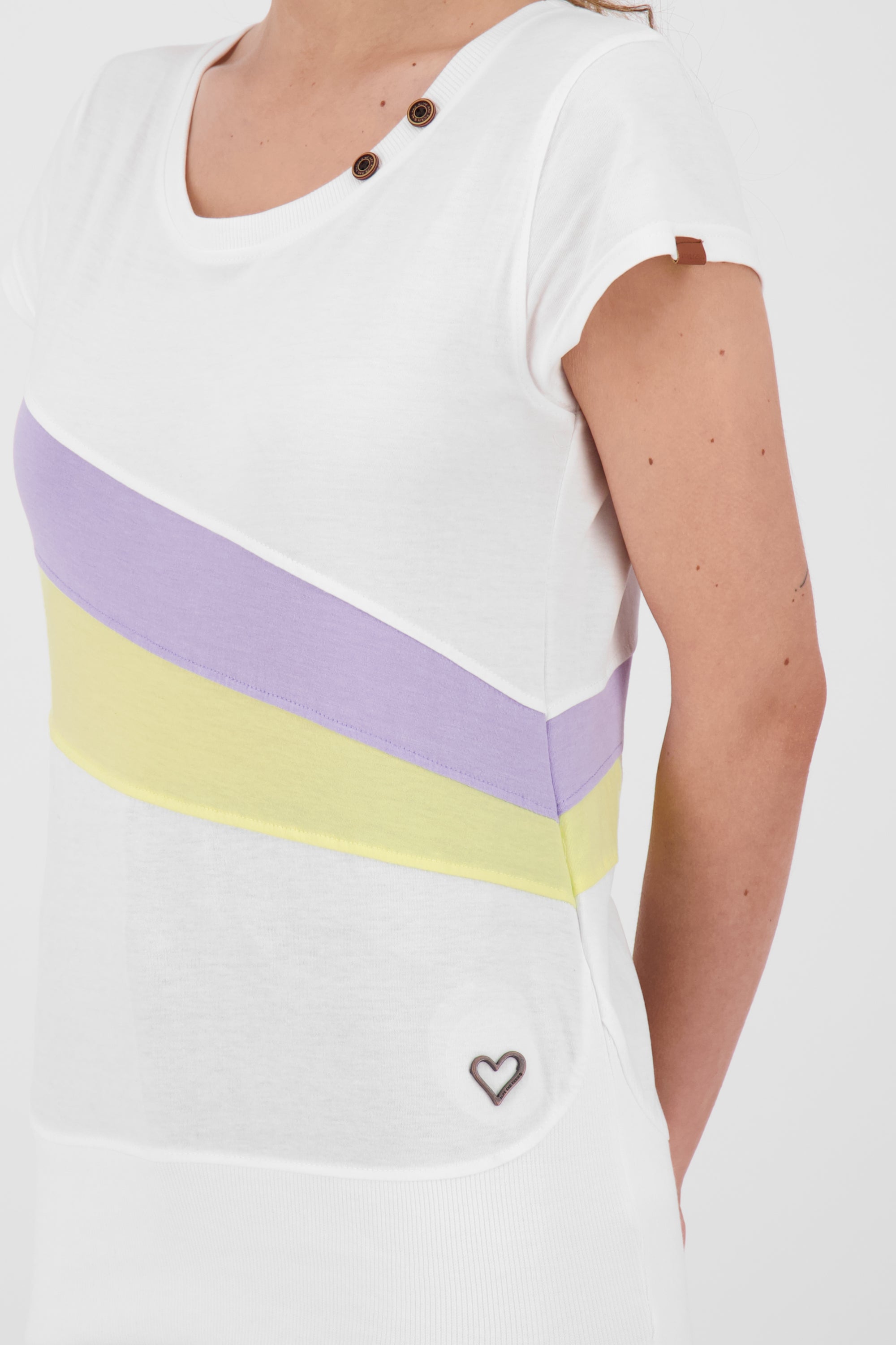 Eyecatcher Damen-T-Shirt CleaAK im Color-Streifen-Design Weiß