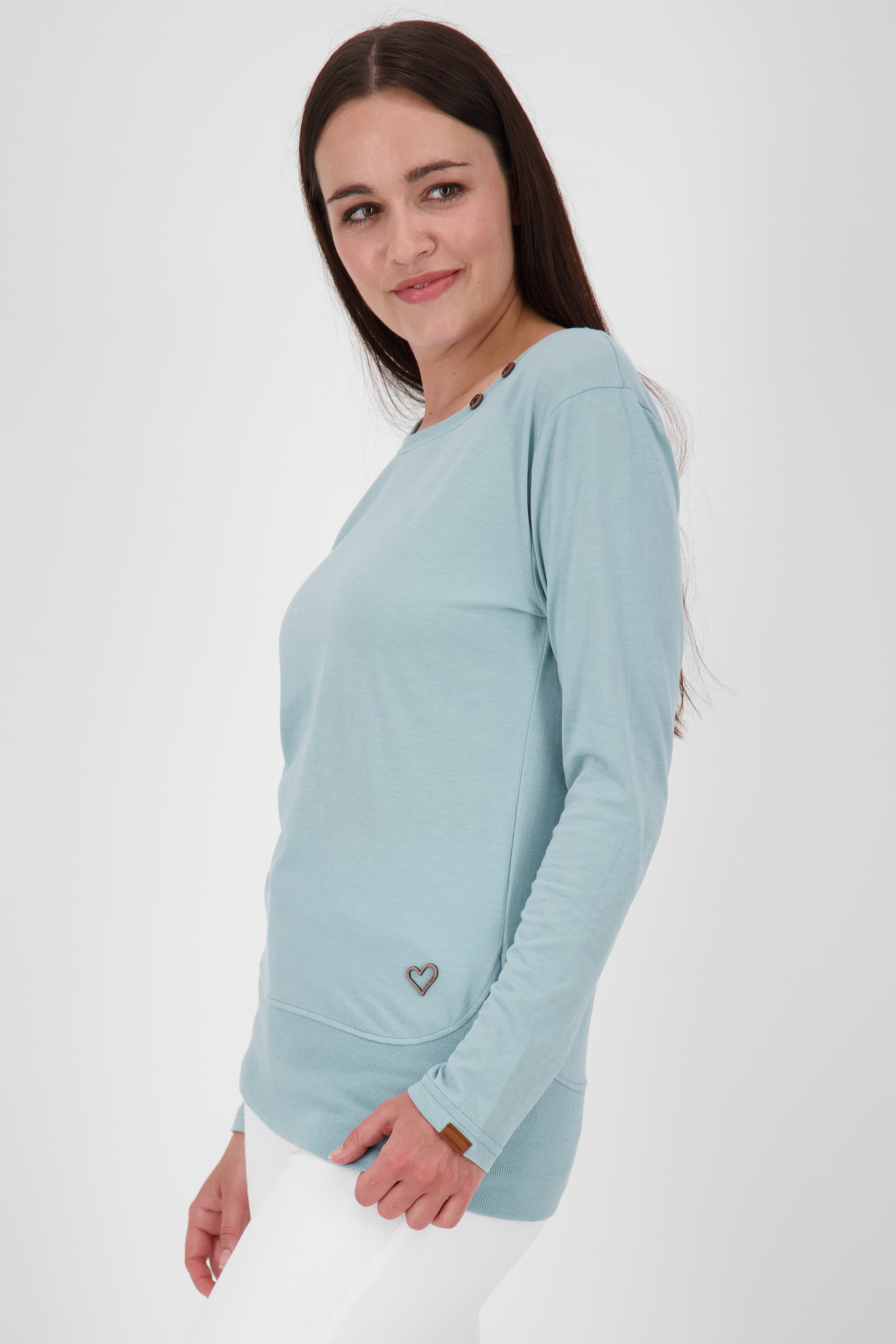 CocoAK A Long Langarmshirt für Damen - lässig und modern Hellblau