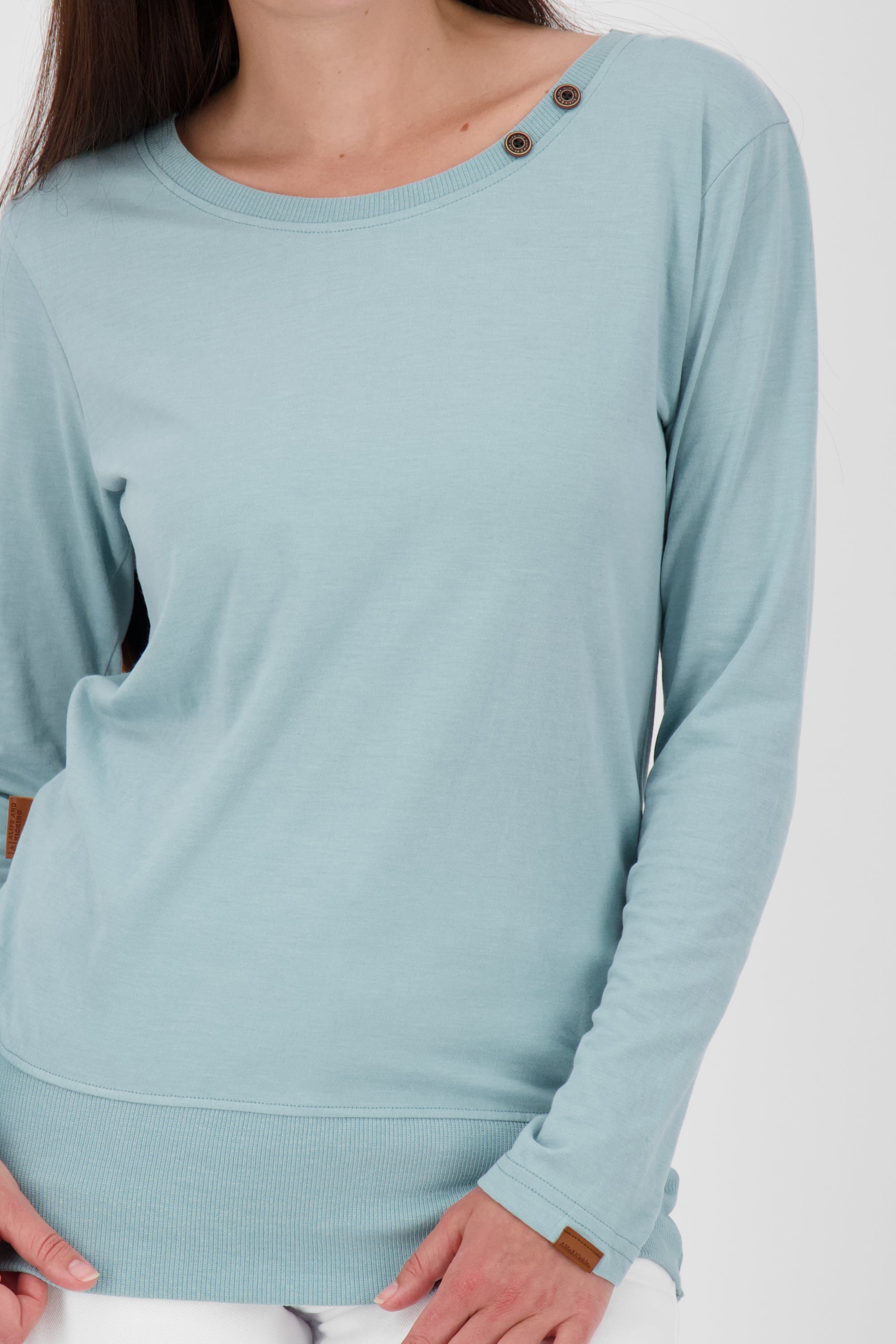 CocoAK A Long Langarmshirt für Damen - lässig und modern Hellblau