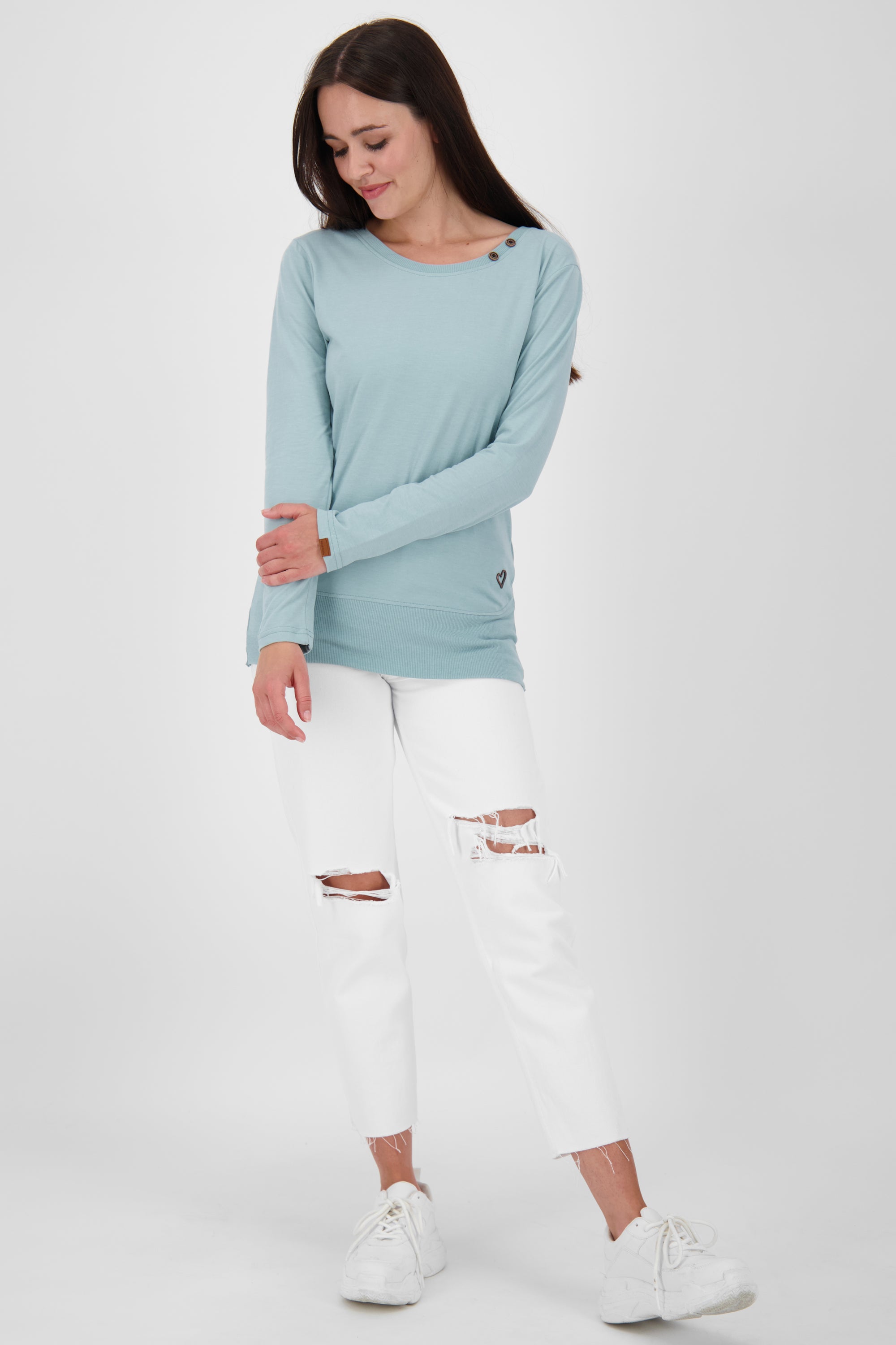 CocoAK A Long Langarmshirt für Damen - lässig und modern Hellblau
