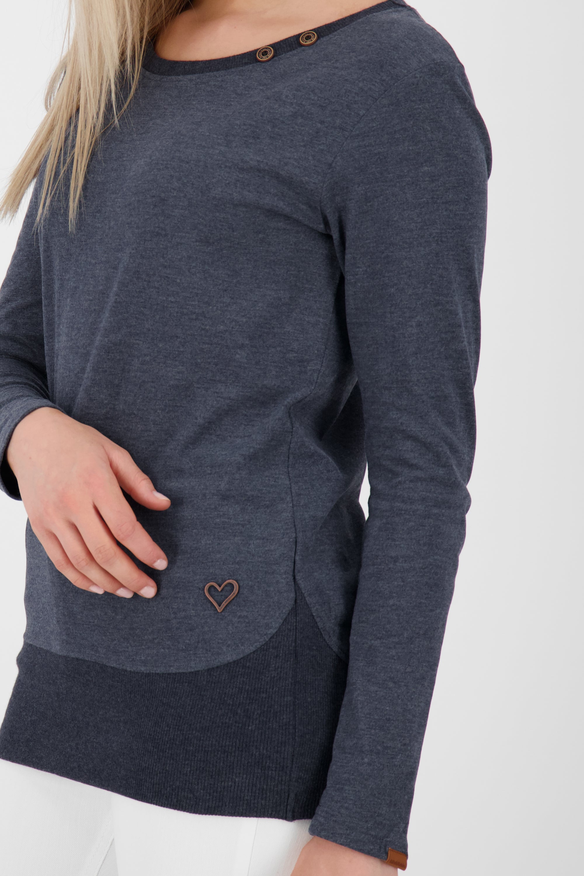 CocoAK A Long Langarmshirt für Damen - lässig und modern Dunkelblau