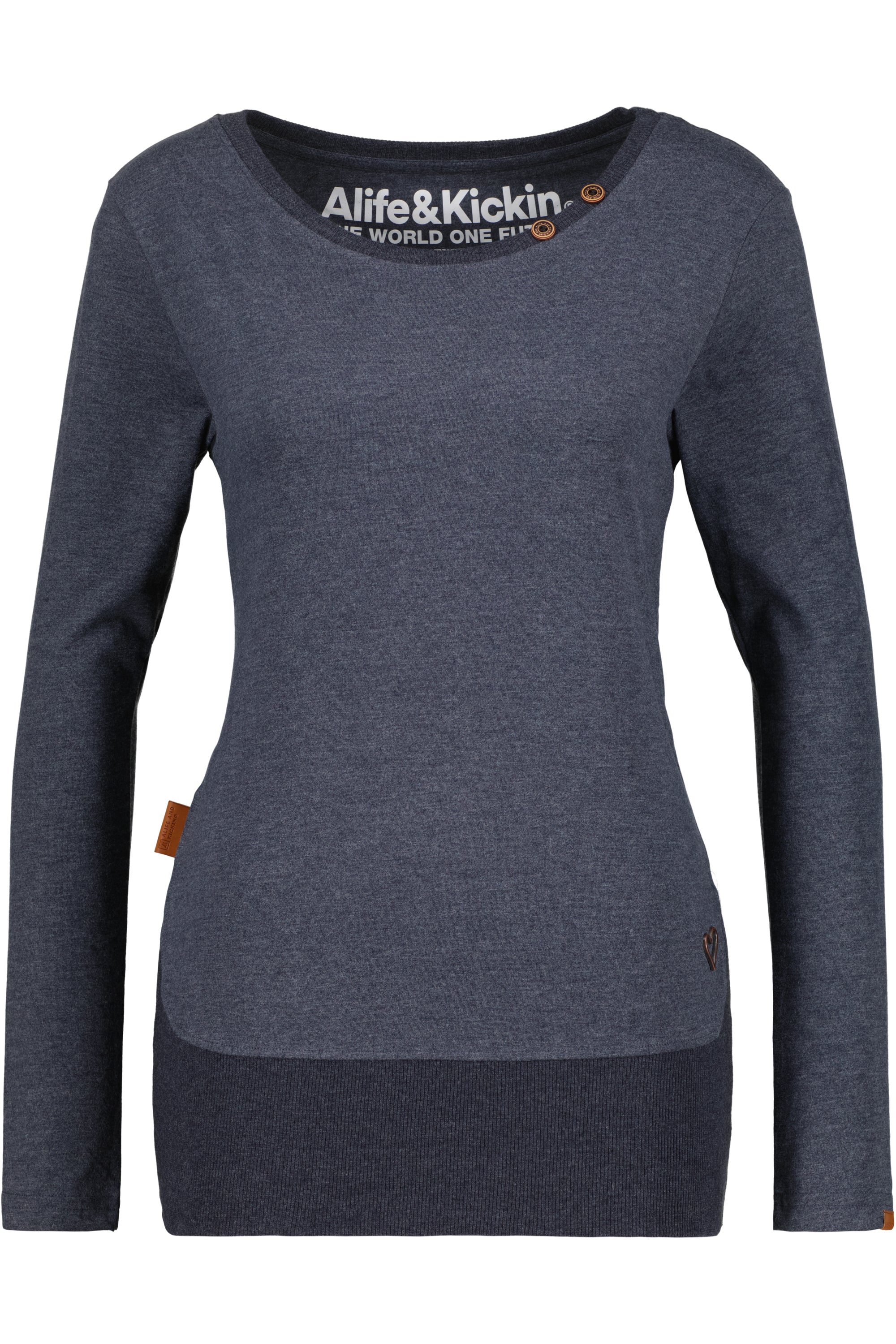 CocoAK A Long Langarmshirt für Damen - lässig und modern Dunkelblau