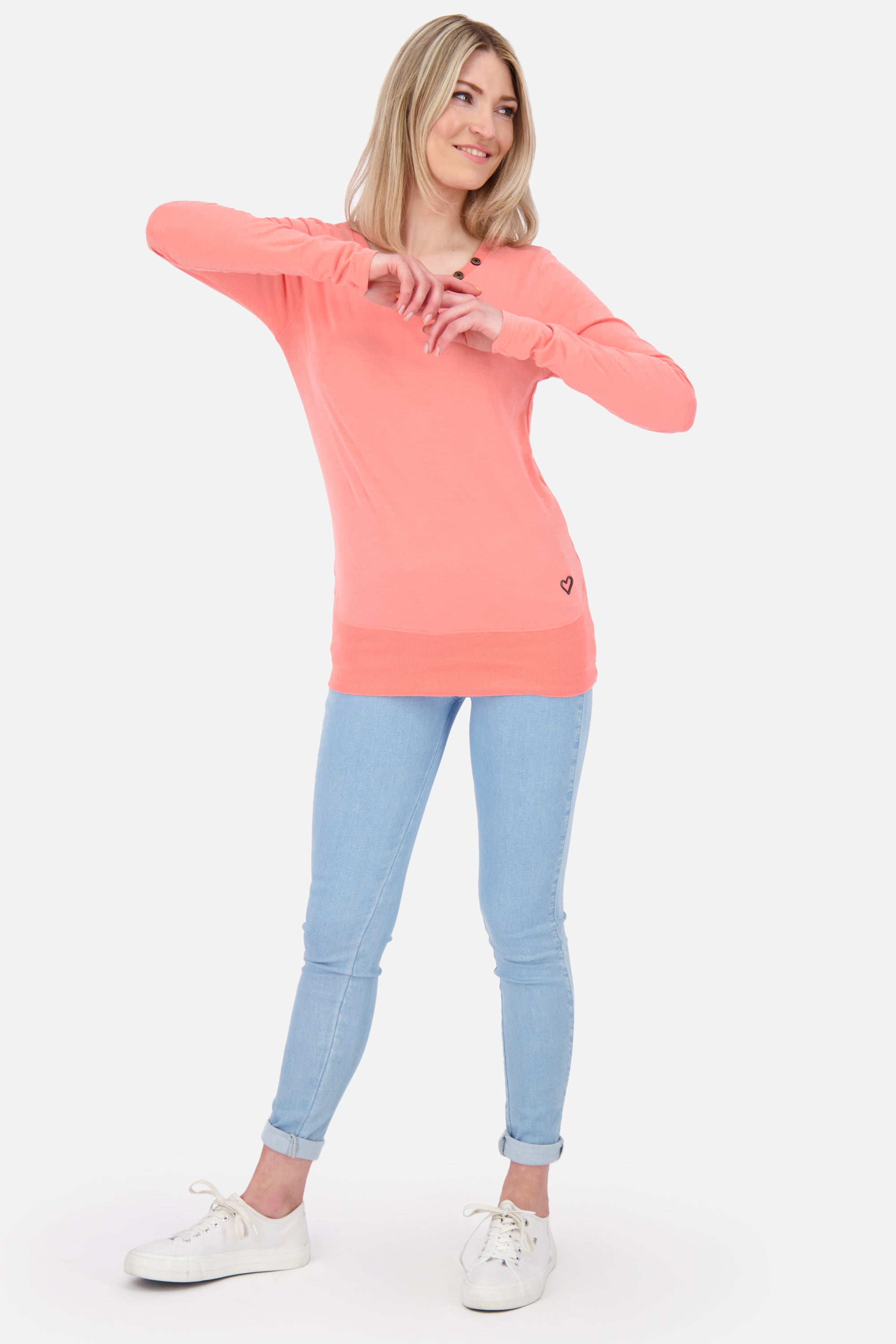 ConnyAK A Langarmshirt verspielt Damen Orange