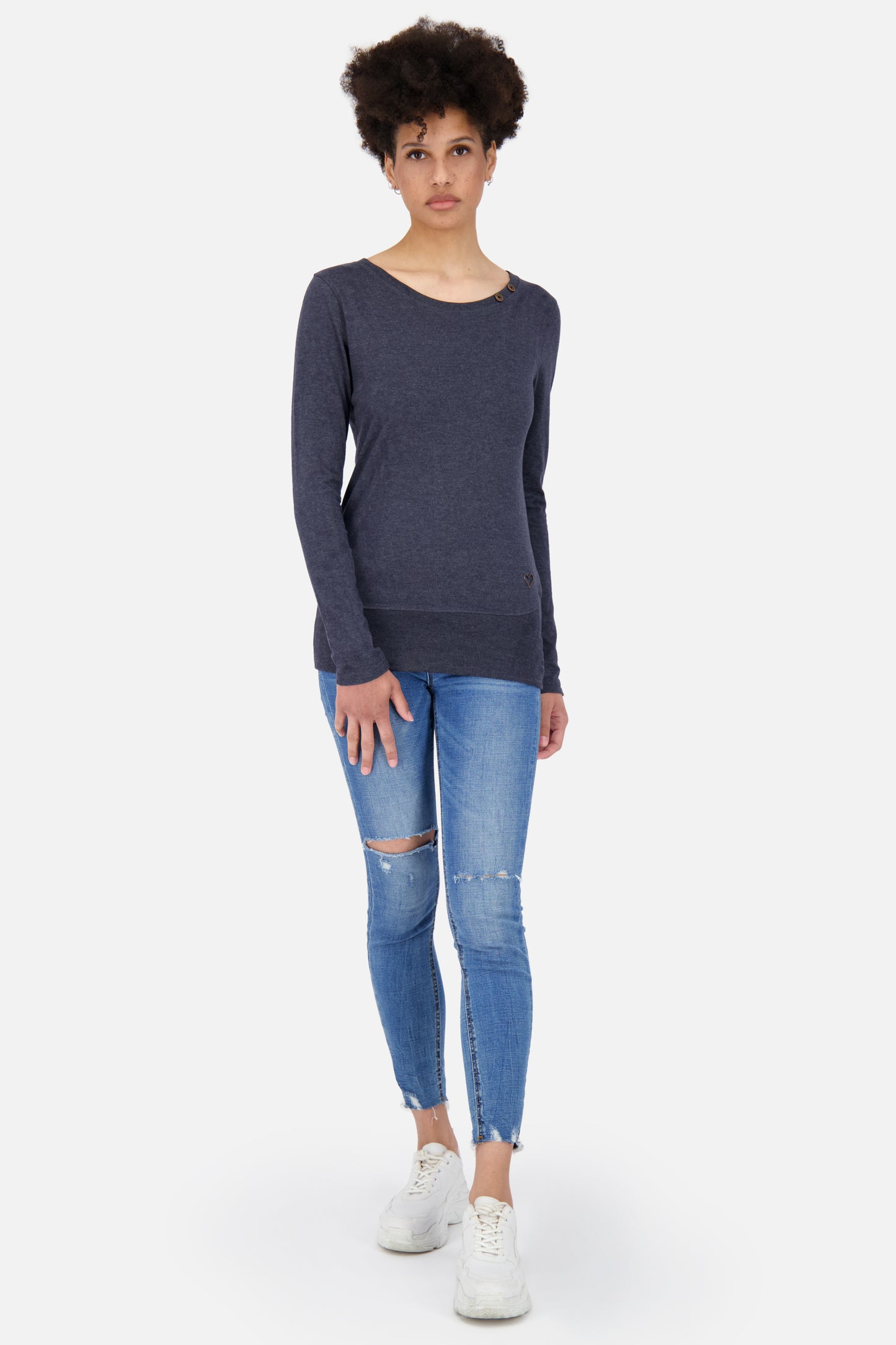 ConnyAK A Langarmshirt verspielt Damen Dunkelblau