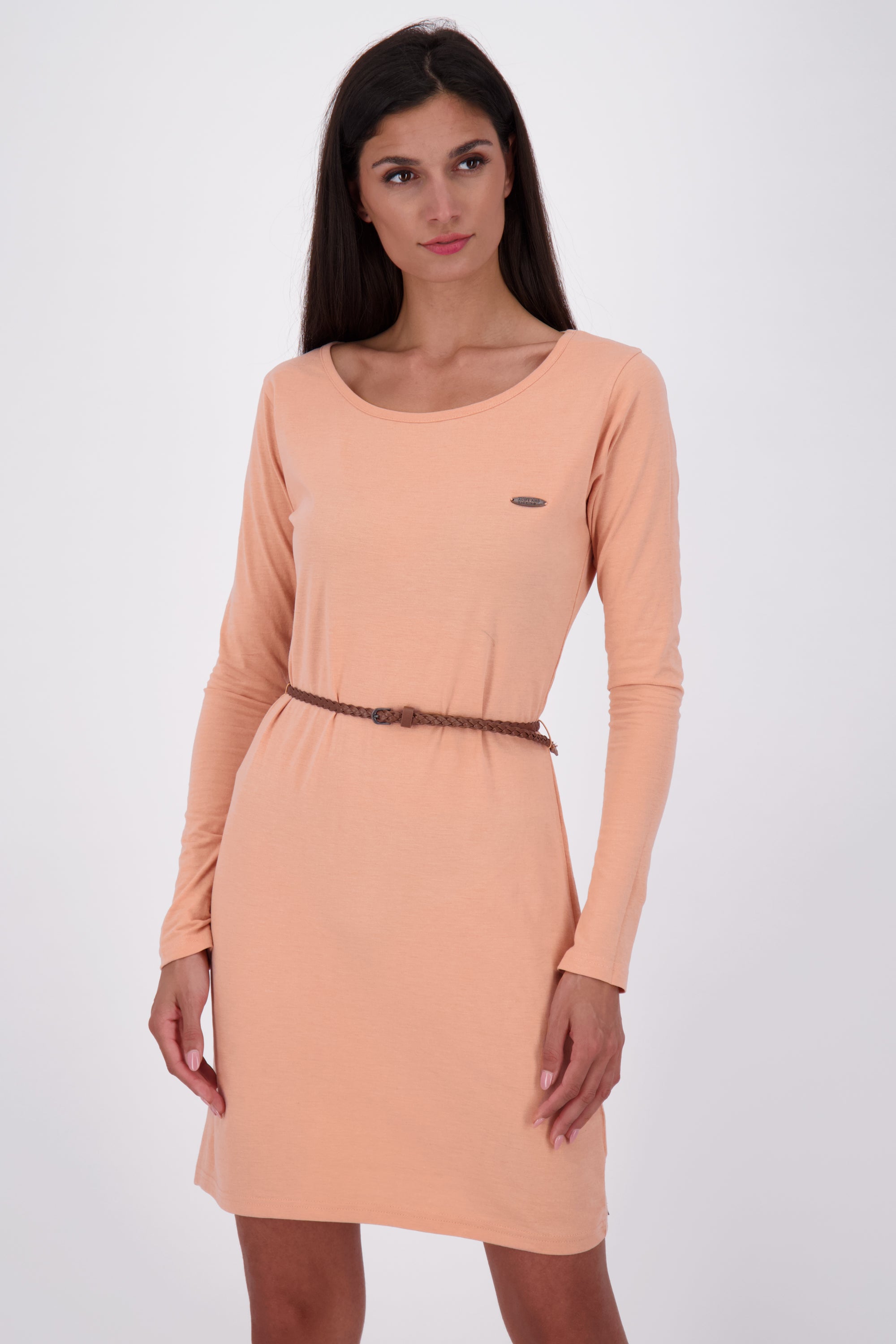 EllinAK A Jerseykleid - Mit geflochtenem Gürtel und figurbetonter Passform Rosa
