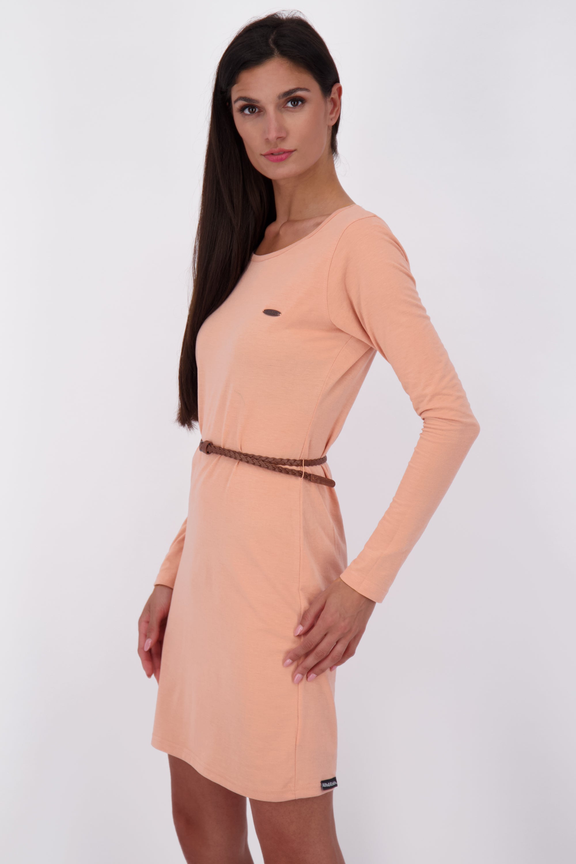 EllinAK A Jerseykleid - Mit geflochtenem Gürtel und figurbetonter Passform Rosa
