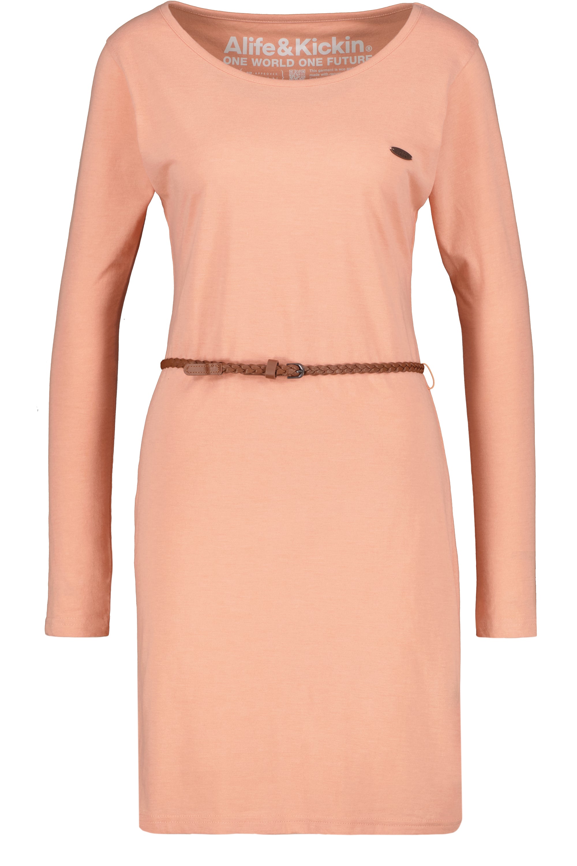 EllinAK A Jerseykleid - Mit geflochtenem Gürtel und figurbetonter Passform Rosa