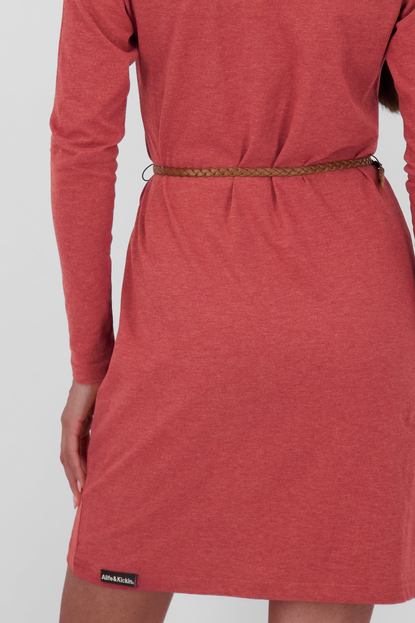 EllinAK A Jerseykleid - Mit geflochtenem Gürtel und figurbetonter Passform Dunkelrot