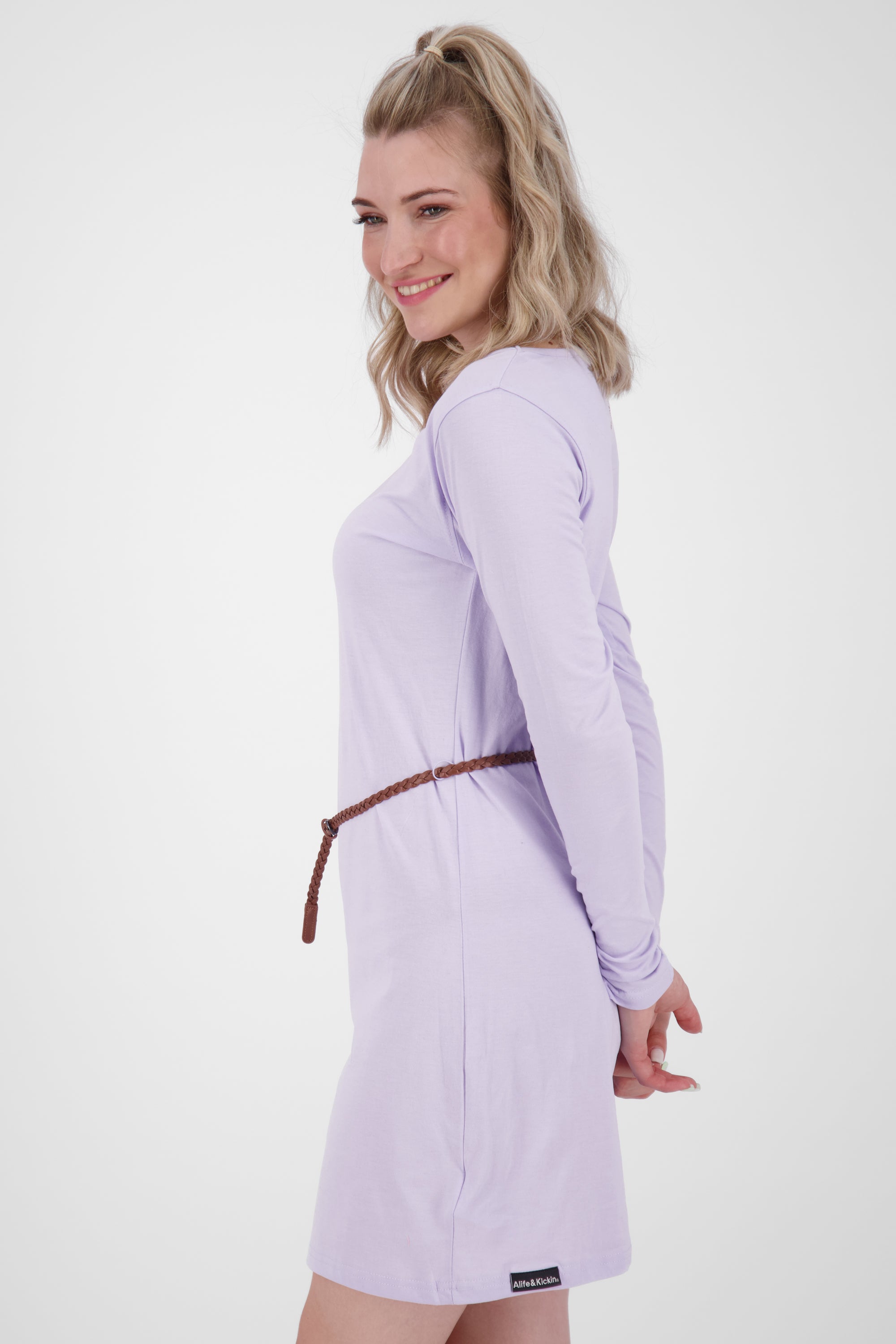 EllinAK A Jerseykleid - Mit geflochtenem Gürtel und figurbetonter Passform Violett