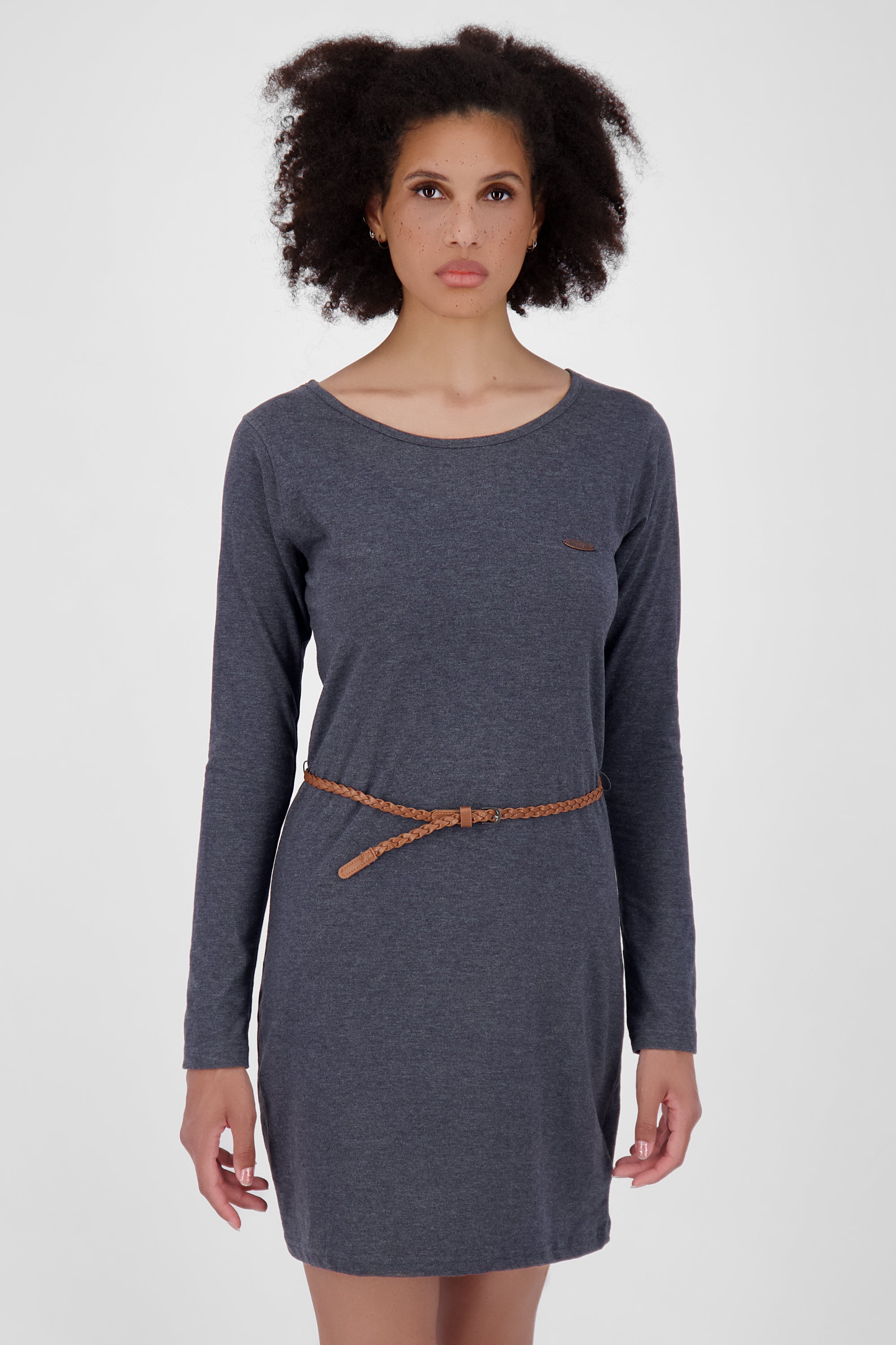 EllinAK A Jerseykleid - Mit geflochtenem Gürtel und figurbetonter Passform Dunkelblau