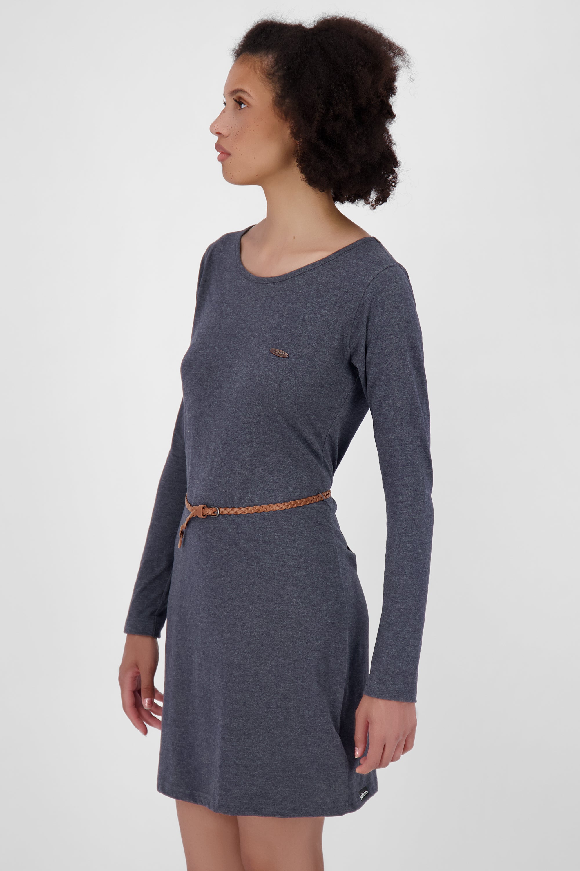 EllinAK A Jerseykleid - Mit geflochtenem Gürtel und figurbetonter Passform Dunkelblau