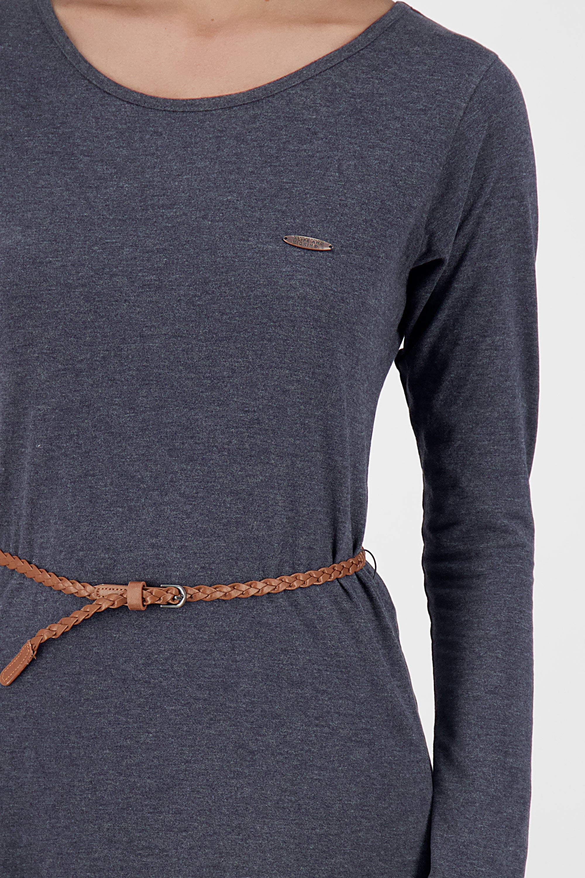 EllinAK A Jerseykleid - Mit geflochtenem Gürtel und figurbetonter Passform Dunkelblau