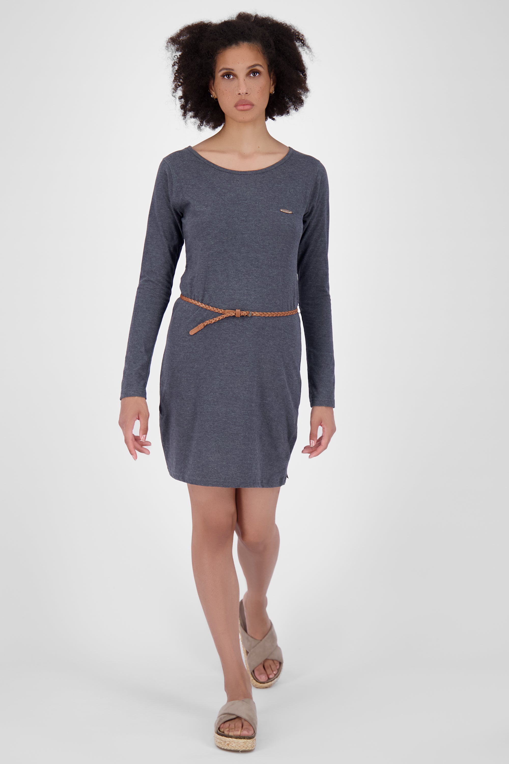 EllinAK A Jerseykleid - Mit geflochtenem Gürtel und figurbetonter Passform Dunkelblau