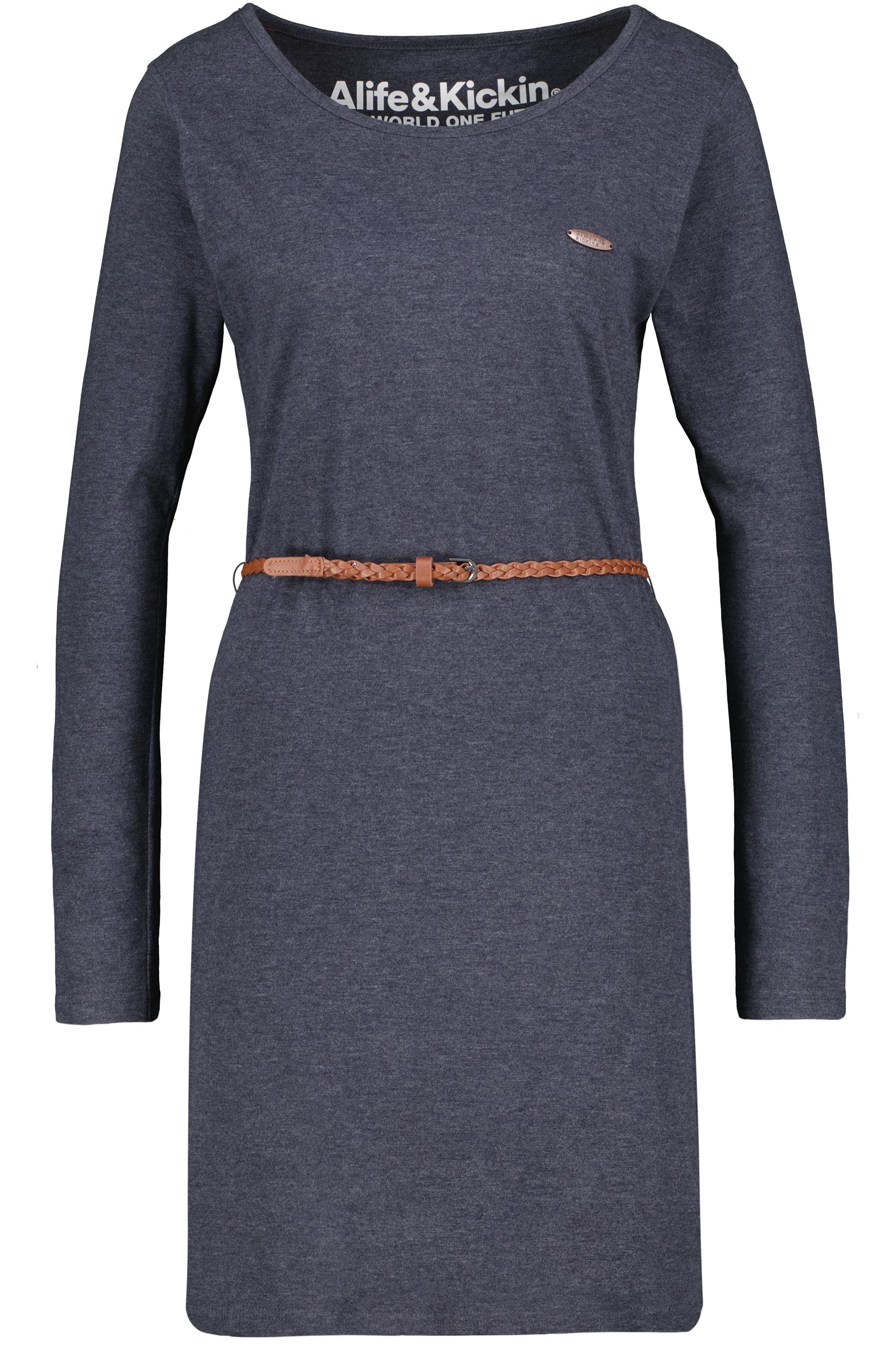 EllinAK A Jerseykleid - Mit geflochtenem Gürtel und figurbetonter Passform Dunkelblau
