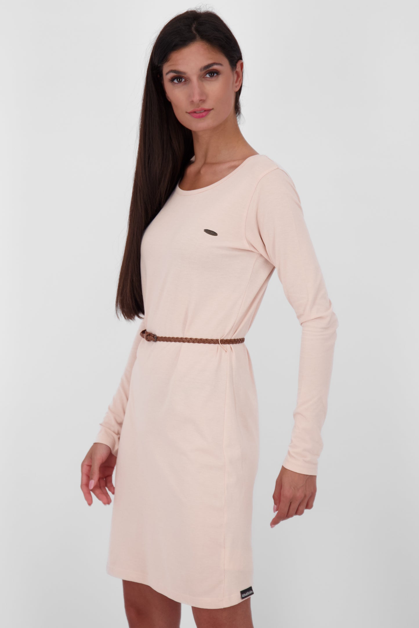 EllinAK A Jerseykleid - Mit geflochtenem Gürtel und figurbetonter Passform Rosa