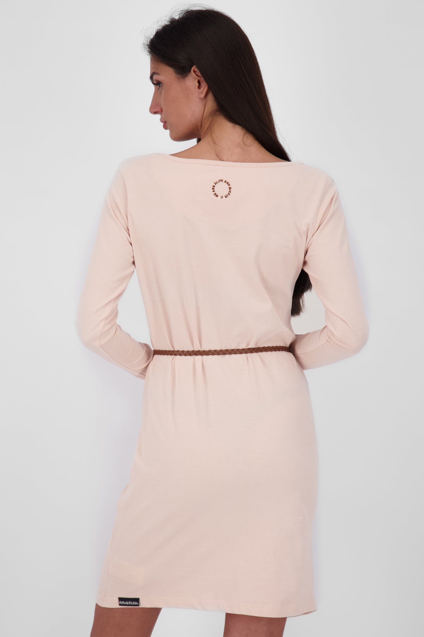 EllinAK A Jerseykleid - Mit geflochtenem Gürtel und figurbetonter Passform Rosa
