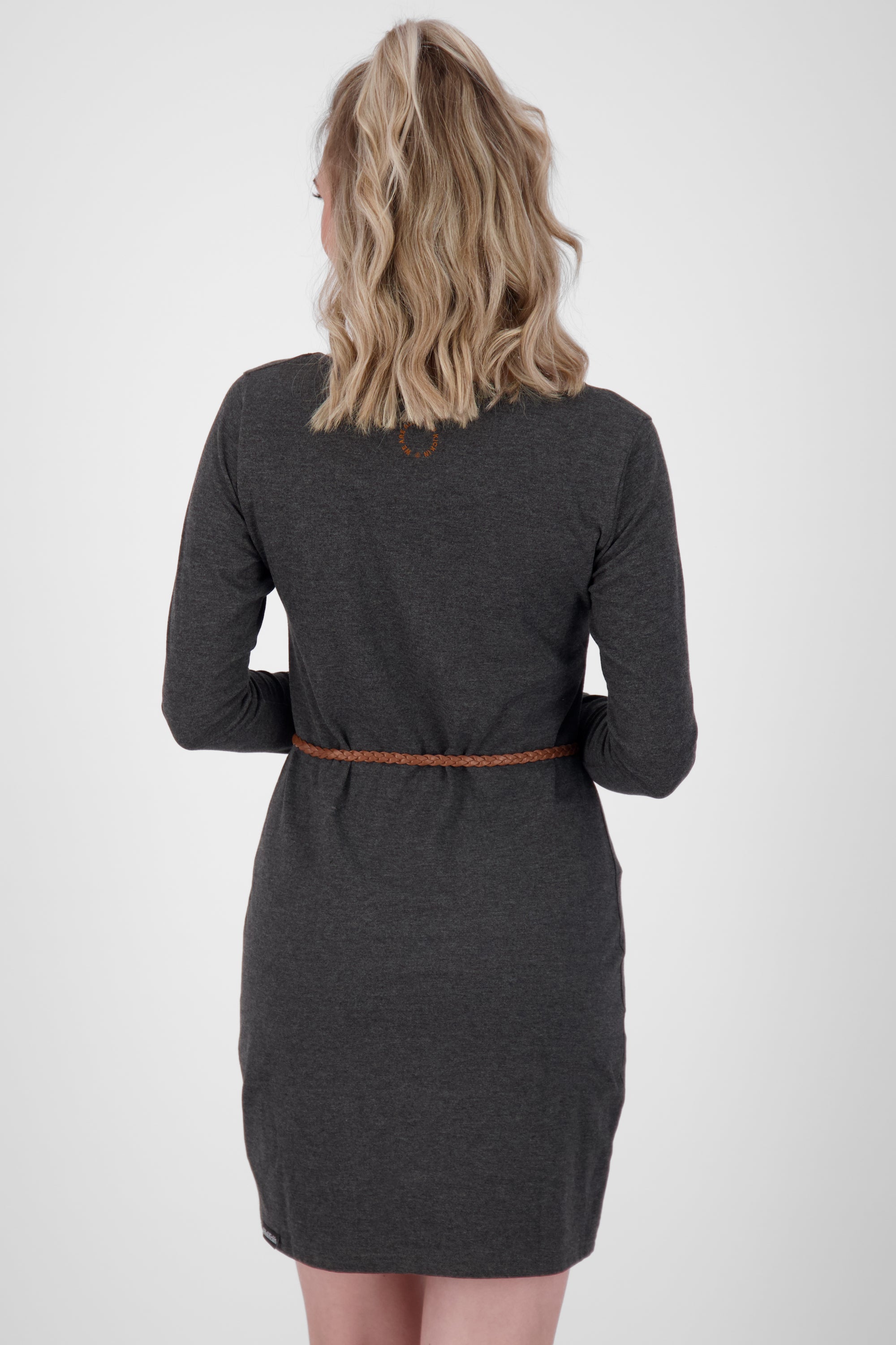 EllinAK A Jerseykleid - Mit geflochtenem Gürtel und figurbetonter Passform Schwarz