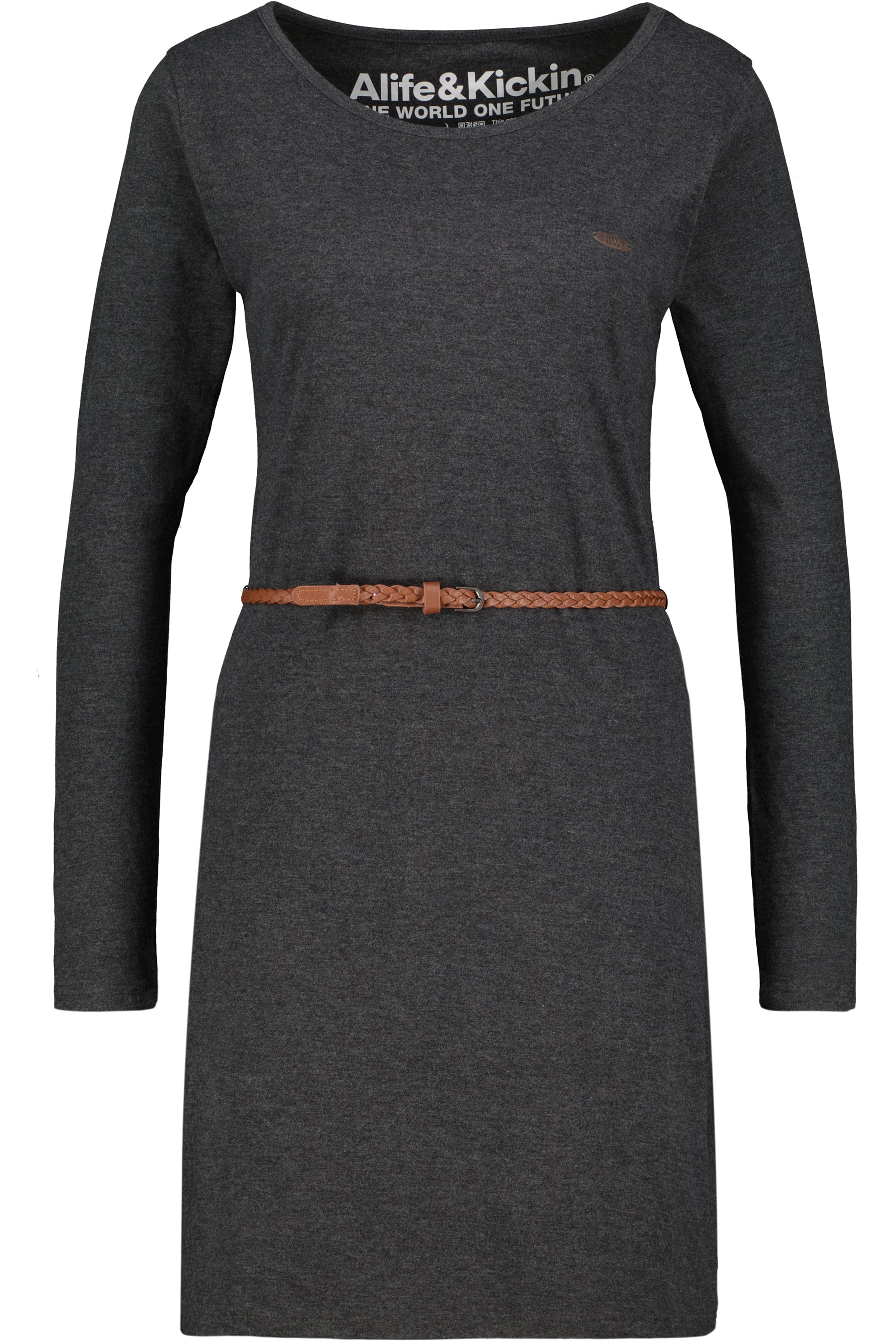 EllinAK A Jerseykleid - Mit geflochtenem Gürtel und figurbetonter Passform Schwarz