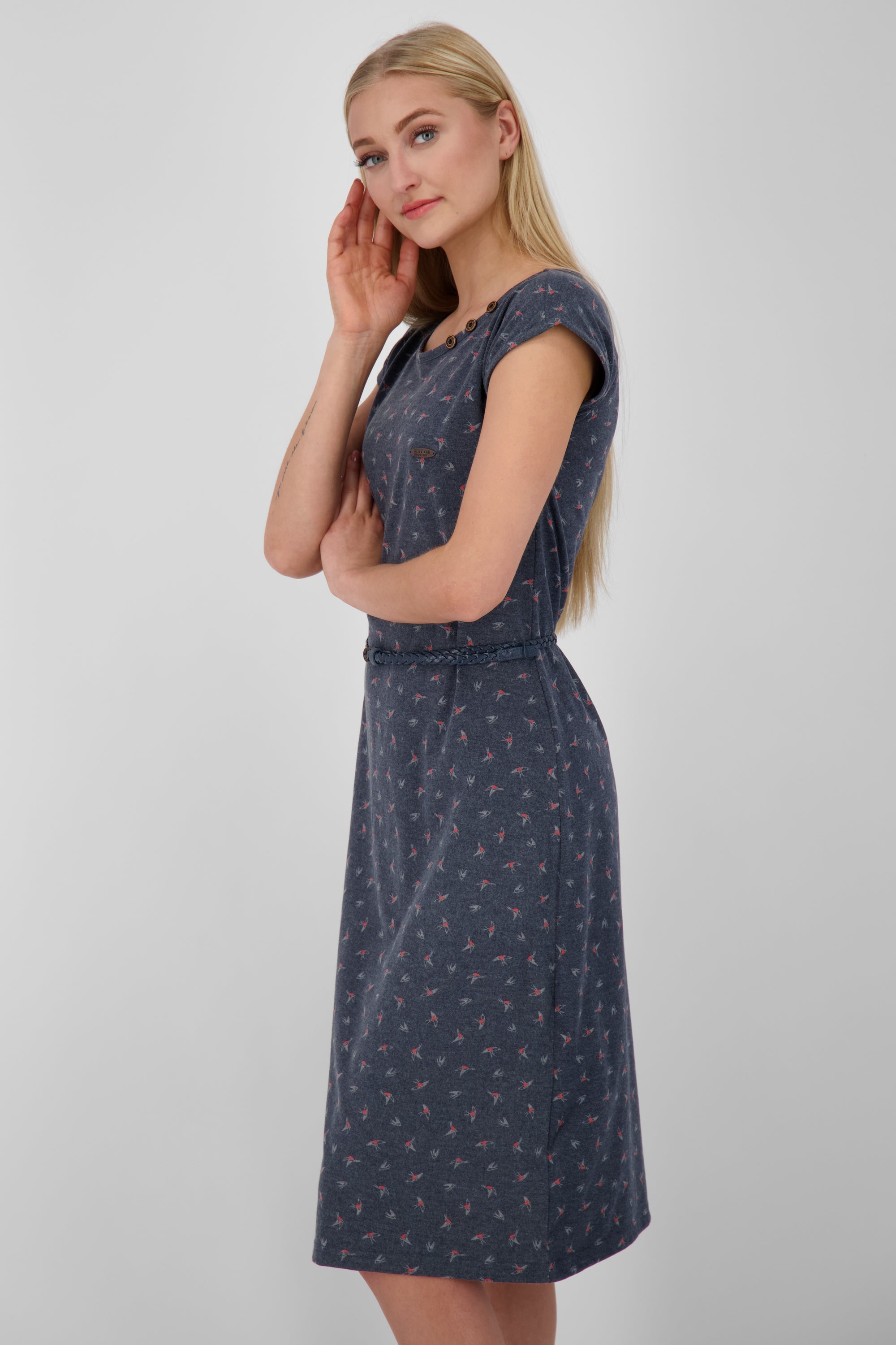 MelliAK Damenkleid mit niedlichen Zierknöpfen Dunkelblau