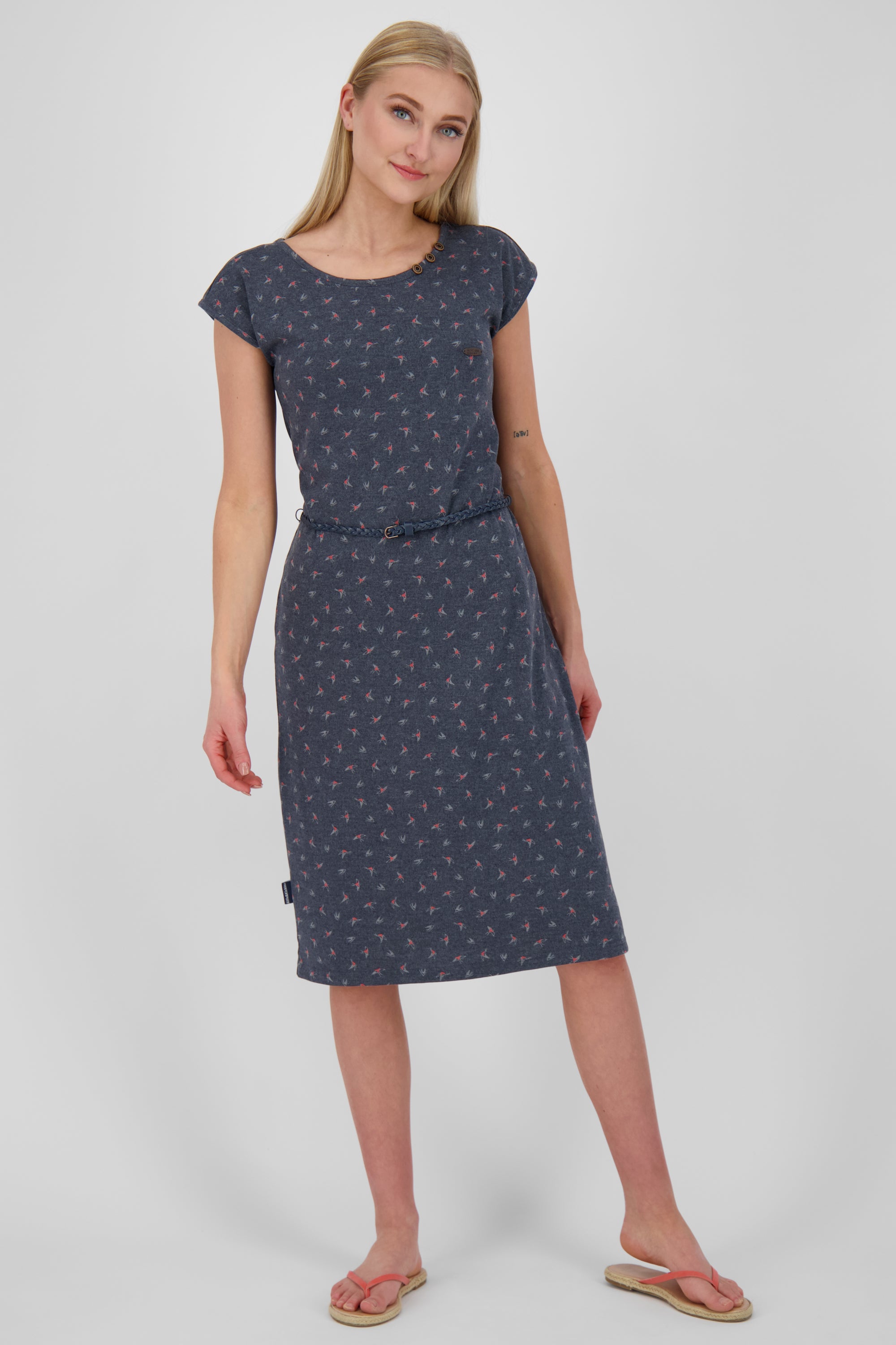 MelliAK Damenkleid mit niedlichen Zierknöpfen Dunkelblau