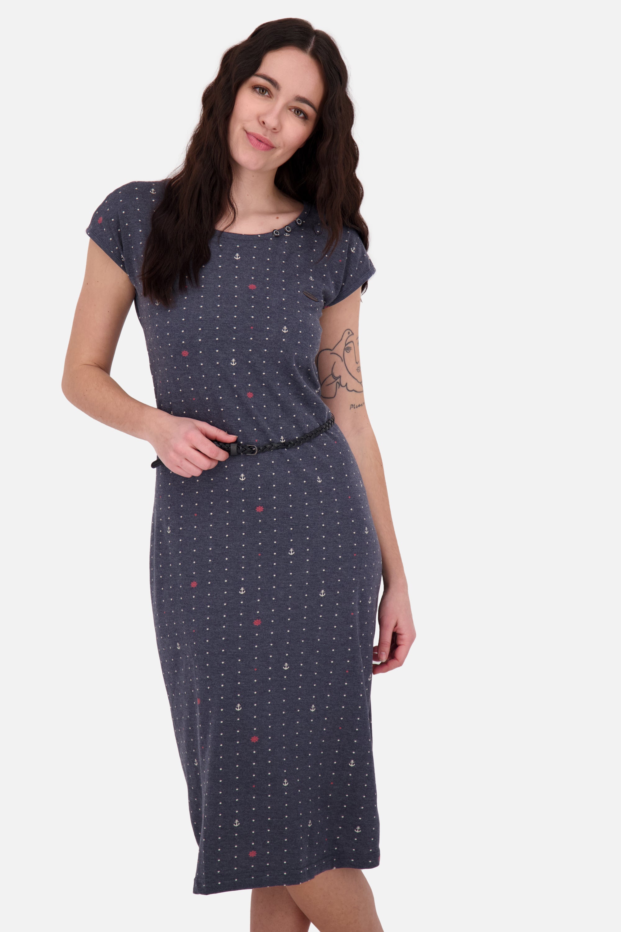 Damen Jerseykleid mit Flechtgürtel - MelliAK B von Alife and Kickin Dunkelblau