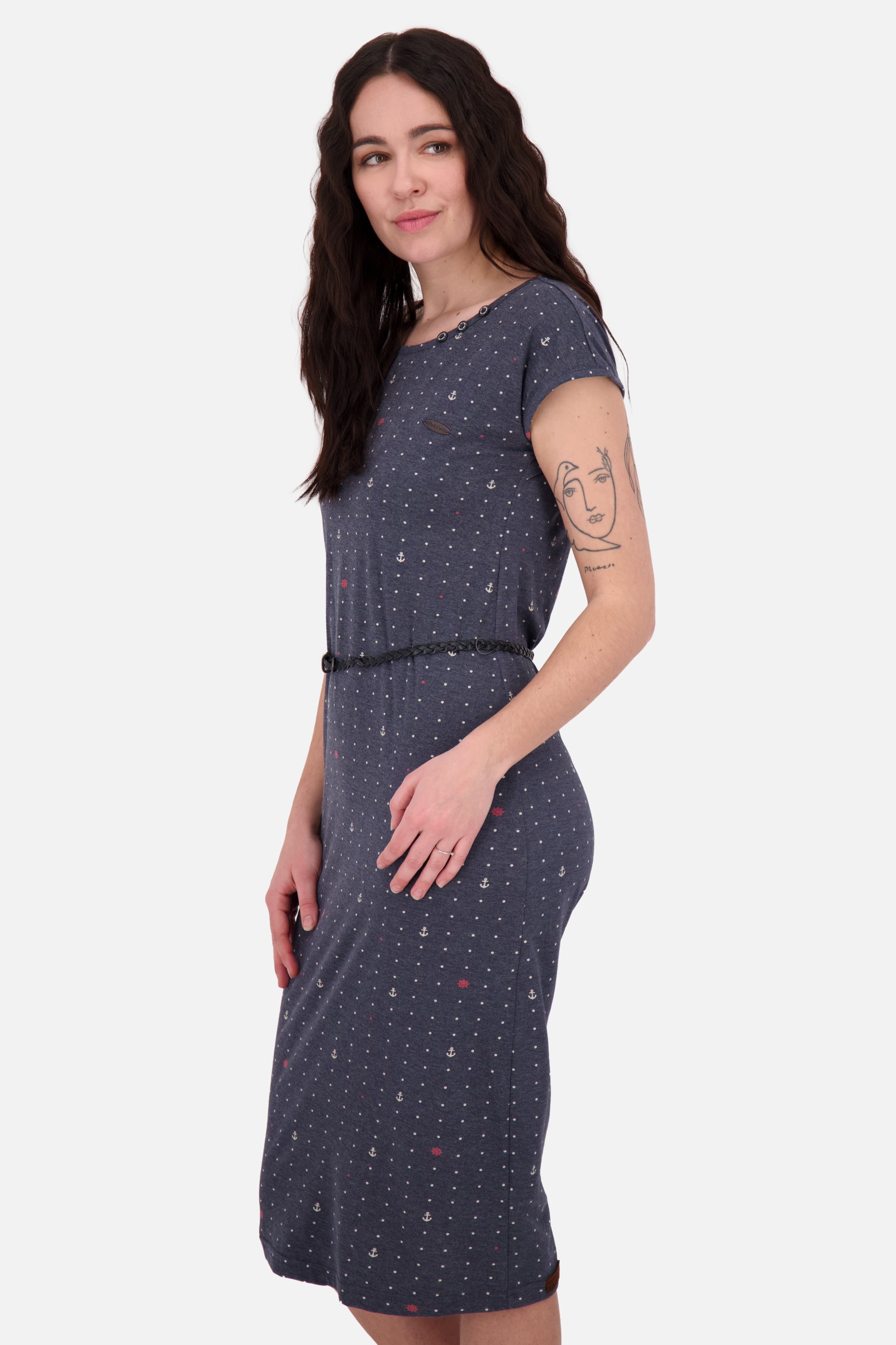 Damen Jerseykleid mit Flechtgürtel - MelliAK B von Alife and Kickin Dunkelblau