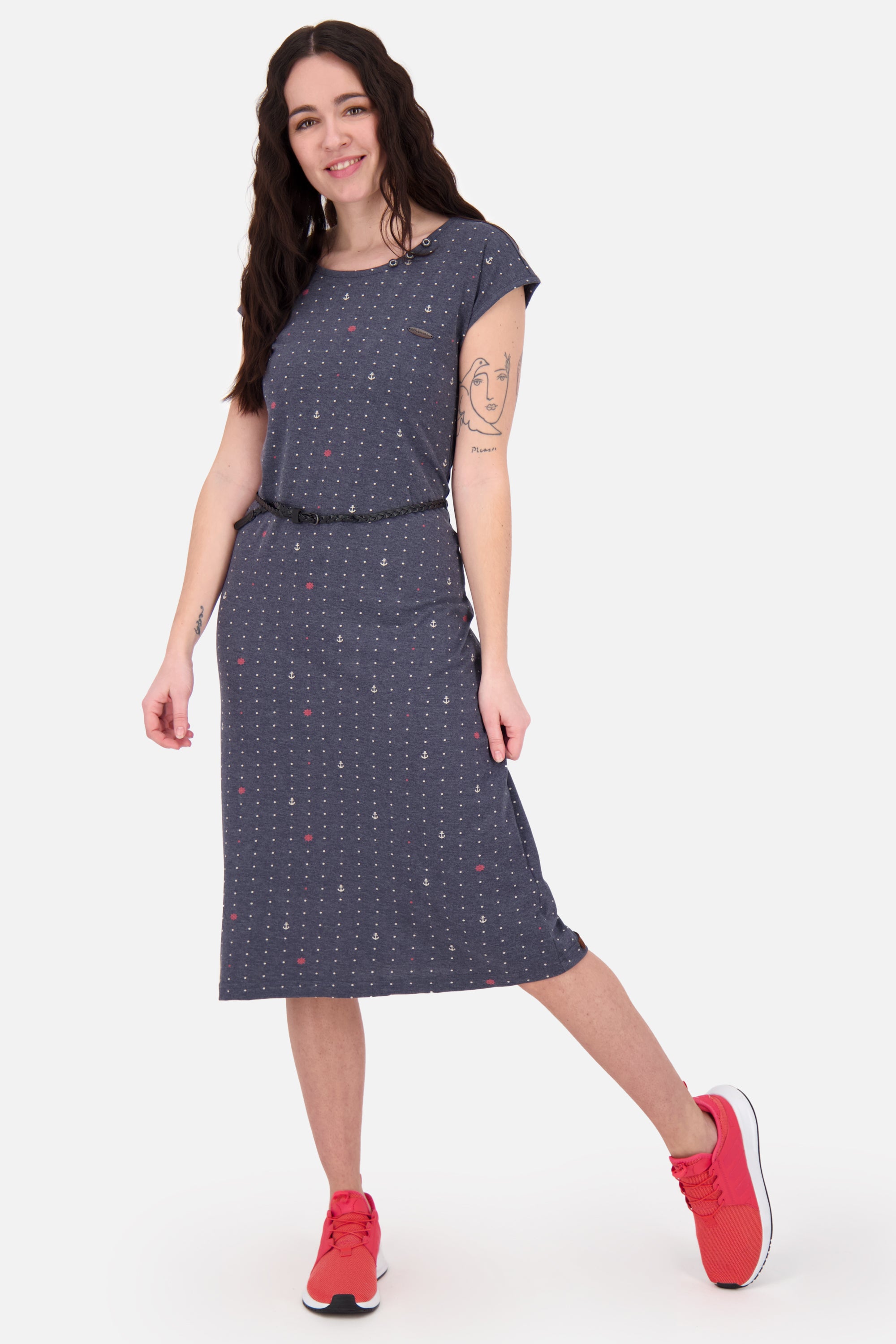 Damen Jerseykleid mit Flechtgürtel - MelliAK B von Alife and Kickin Dunkelblau