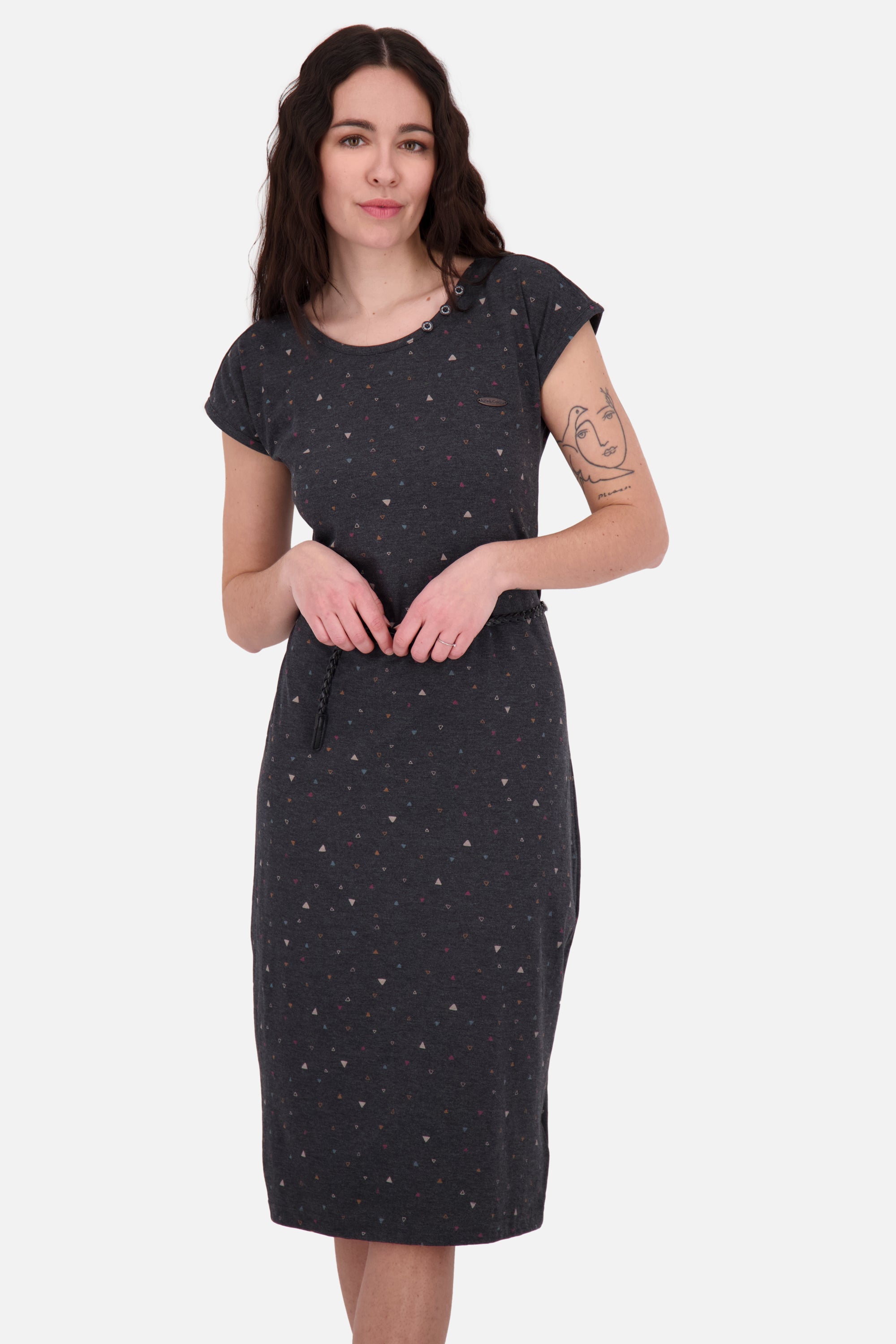 Damen Jerseykleid mit Flechtgürtel - MelliAK B von Alife and Kickin Schwarz