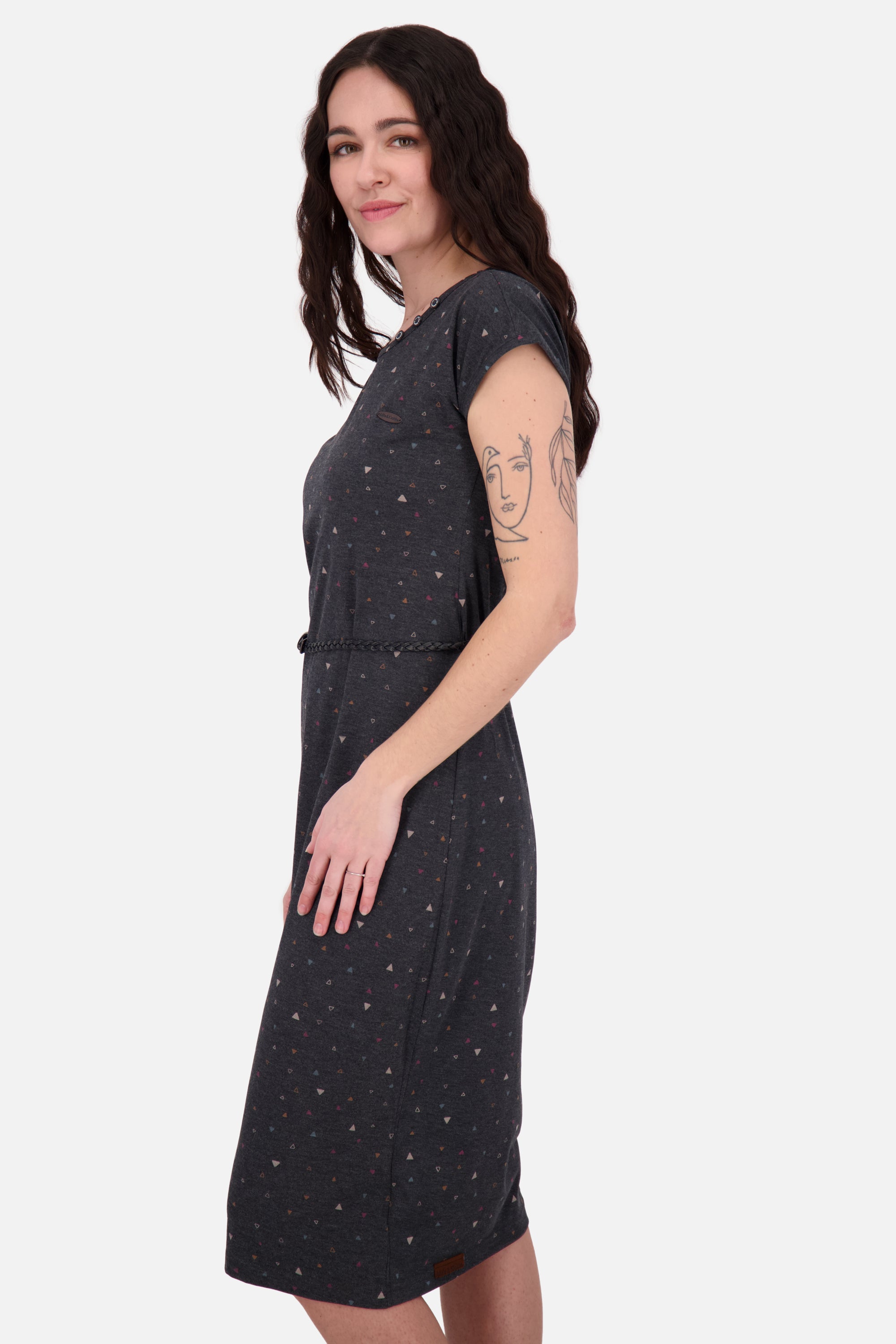 Damen Jerseykleid mit Flechtgürtel - MelliAK B von Alife and Kickin Schwarz