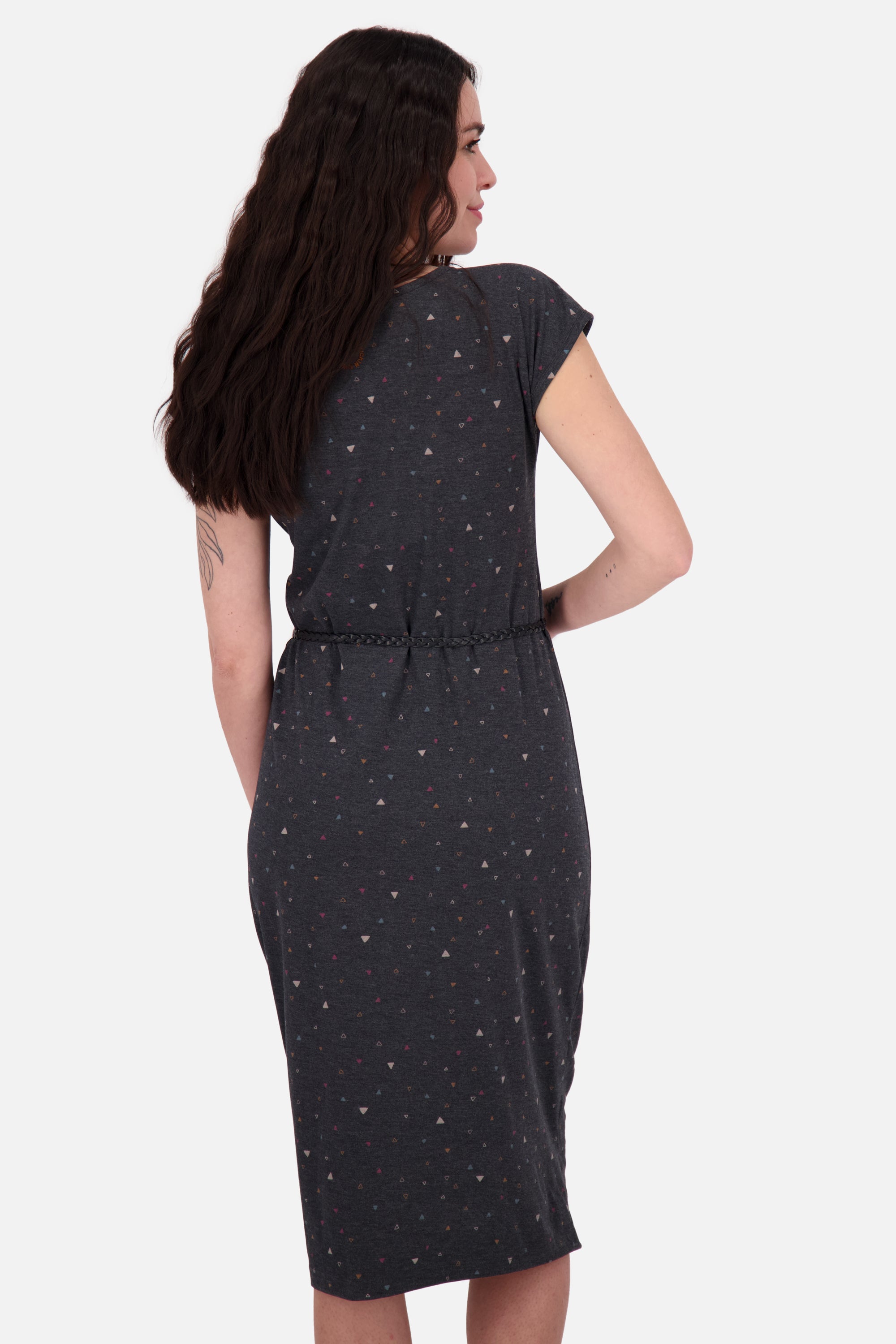 Damen Jerseykleid mit Flechtgürtel - MelliAK B von Alife and Kickin Schwarz