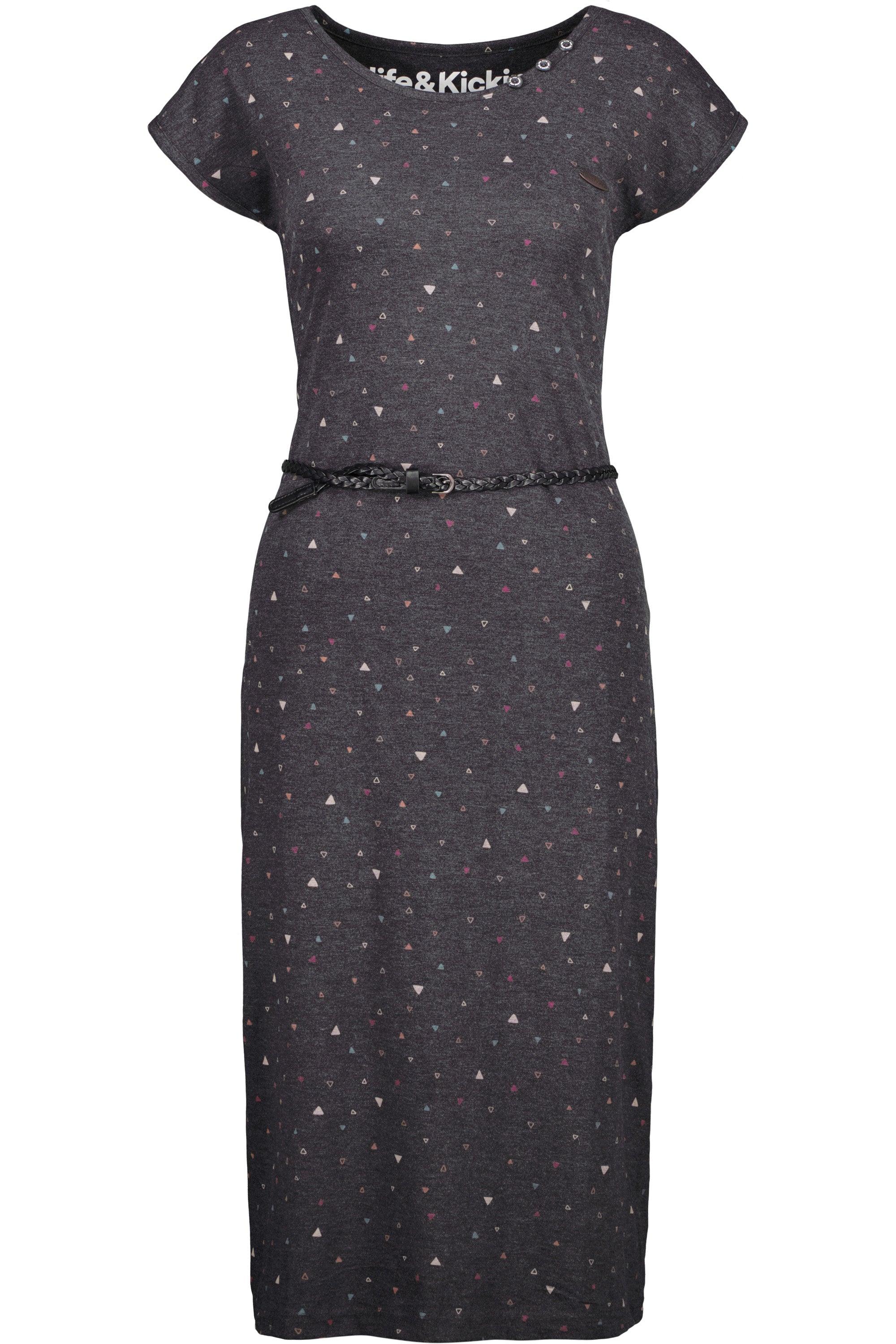 Damen Jerseykleid mit Flechtgürtel - MelliAK B von Alife and Kickin Schwarz