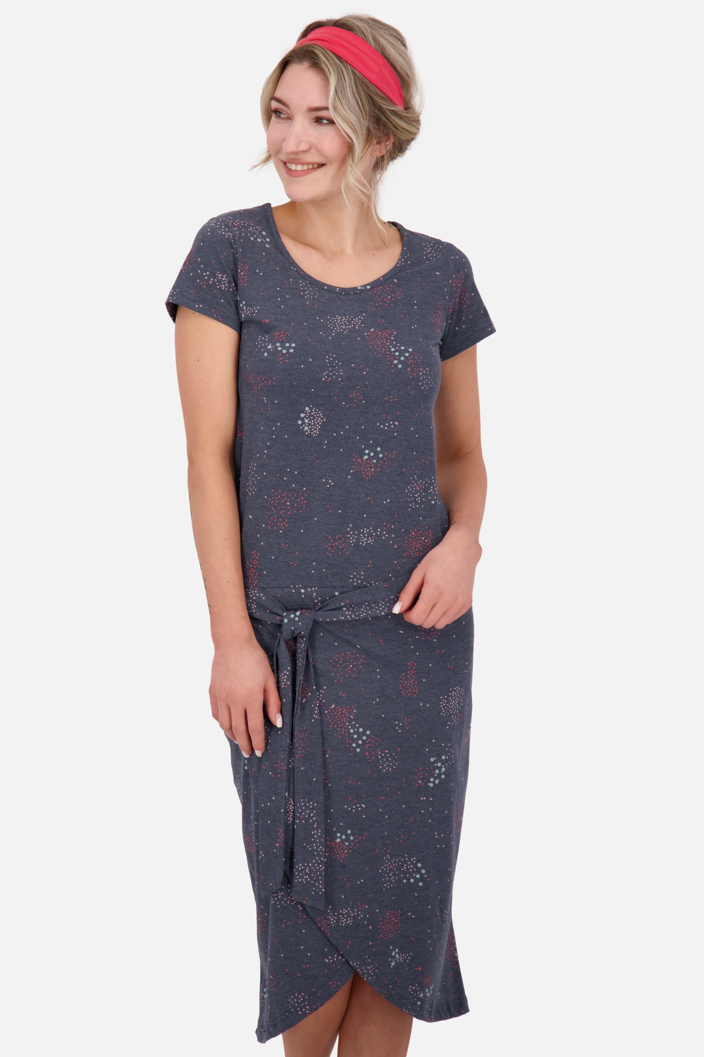 TheaAK B Sommerkleid Damen mit Gürtel Dunkelblau