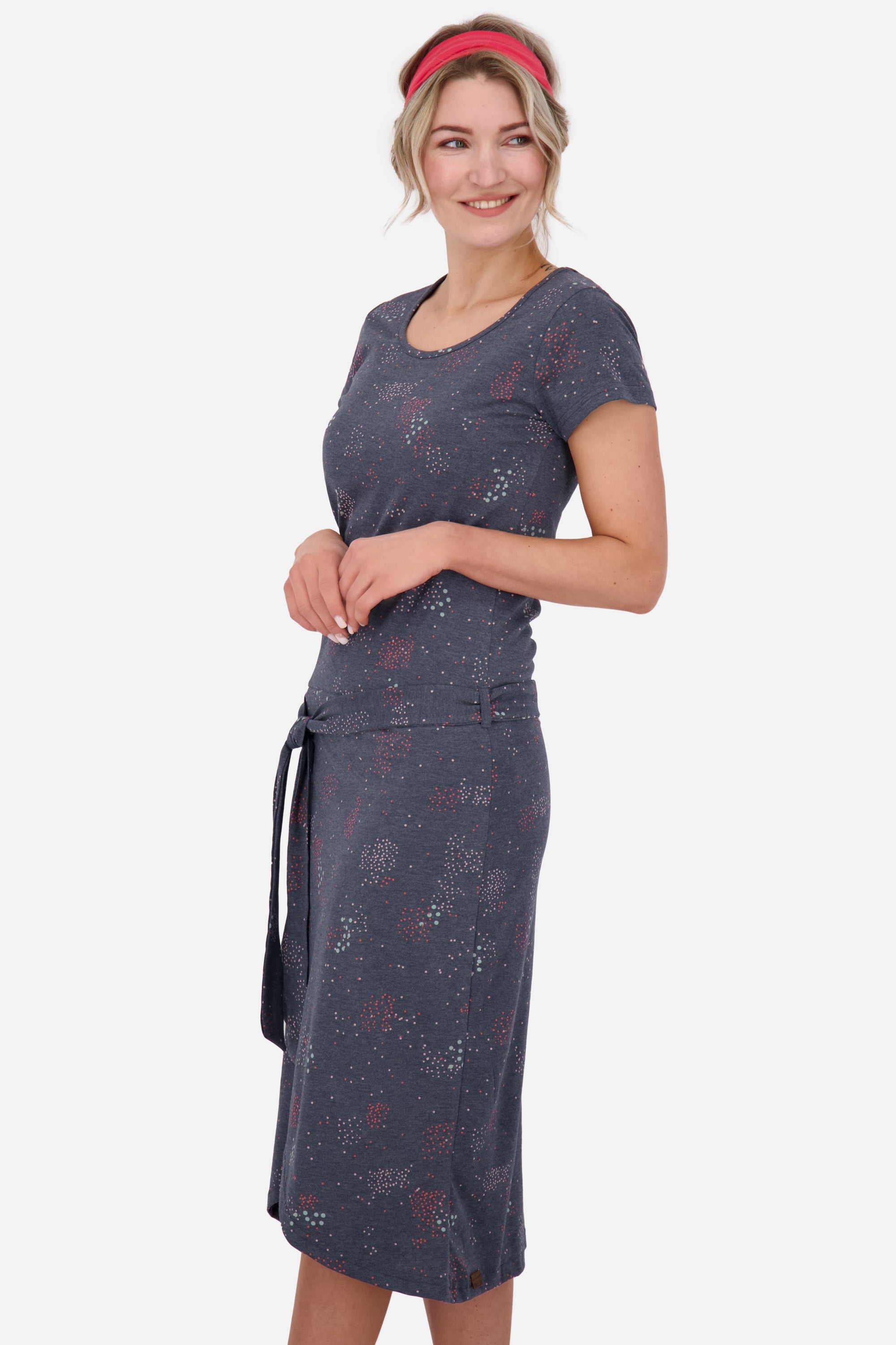 TheaAK B Sommerkleid Damen mit Gürtel Dunkelblau