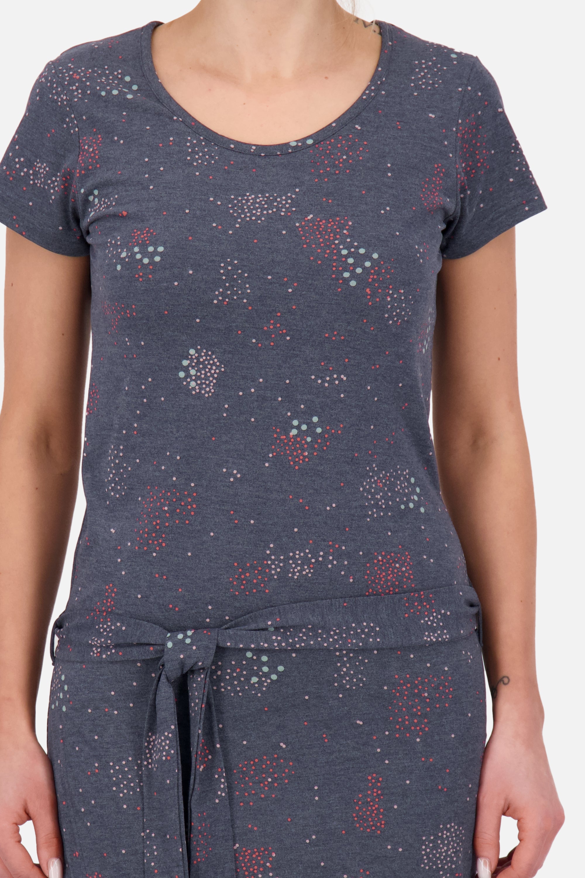 TheaAK B Sommerkleid Damen mit Gürtel Dunkelblau