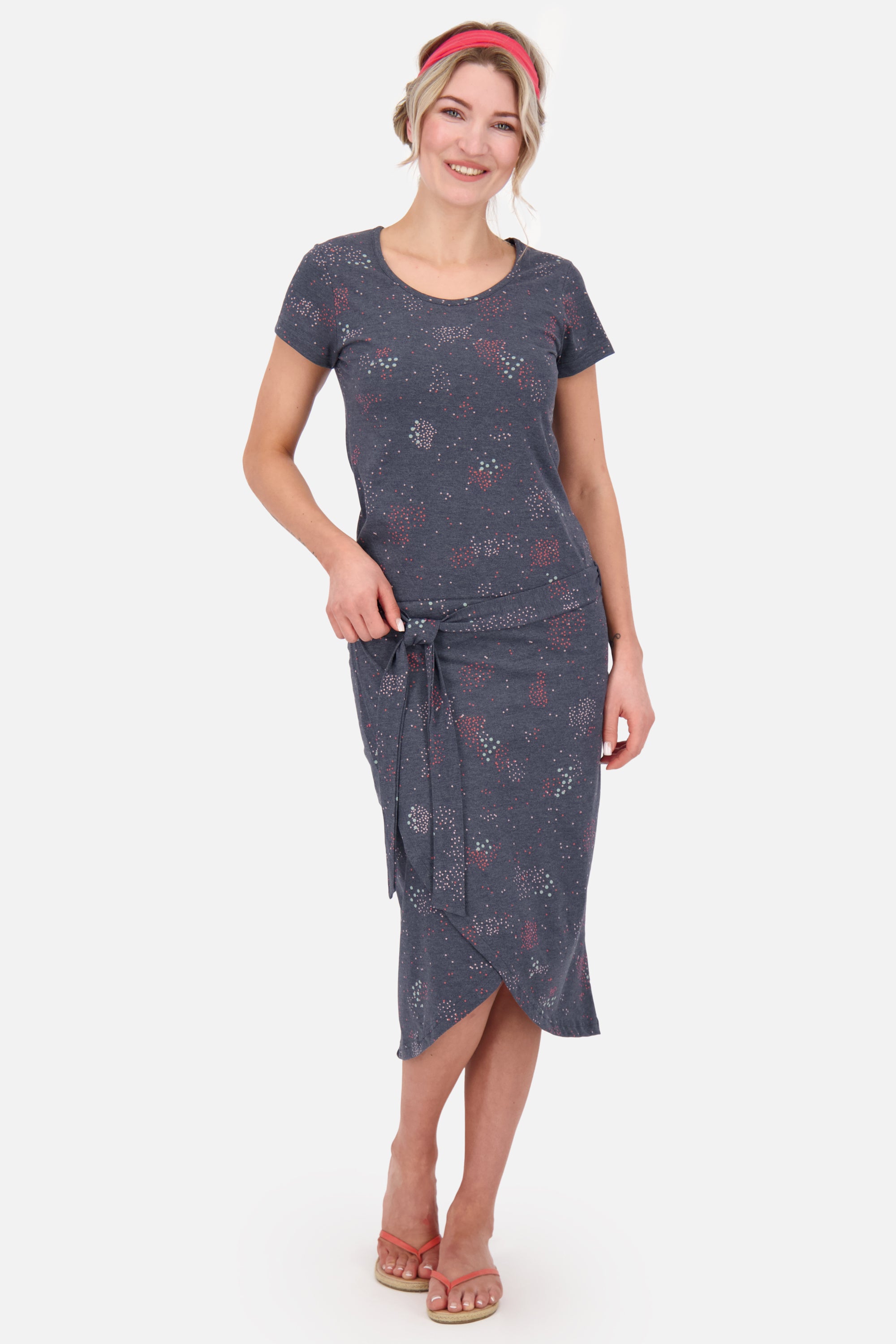 TheaAK B Sommerkleid Damen mit Gürtel Dunkelblau