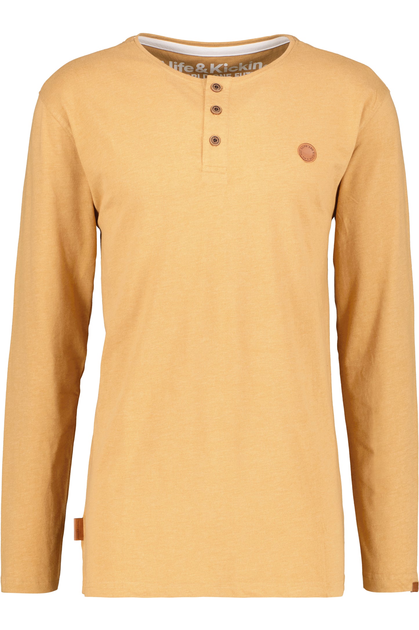 JoshAK A Langarmshirt Herren mit Knopfleiste Braun