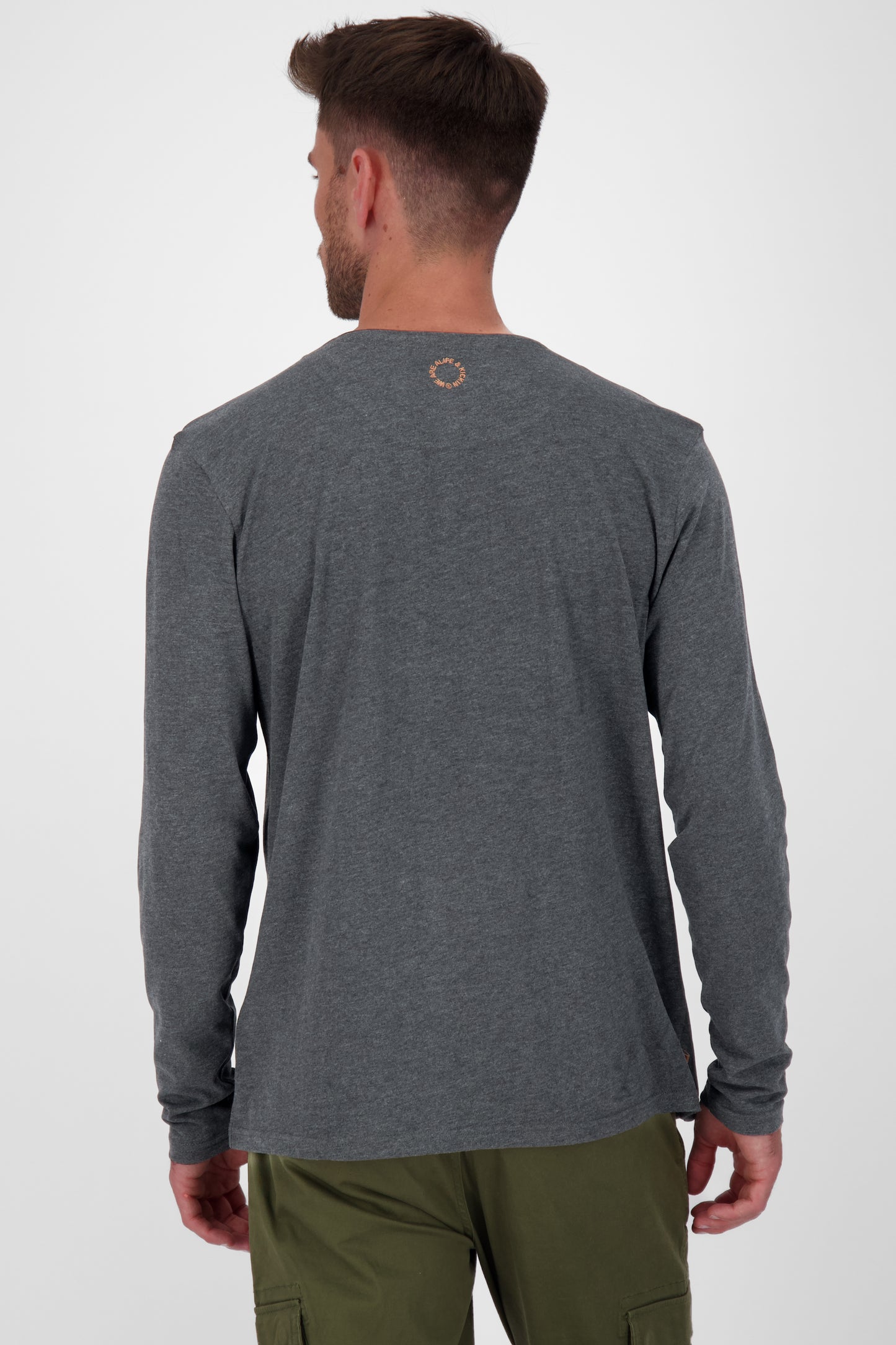 JoshAK A Langarmshirt Herren mit Knöpfen Schwarz