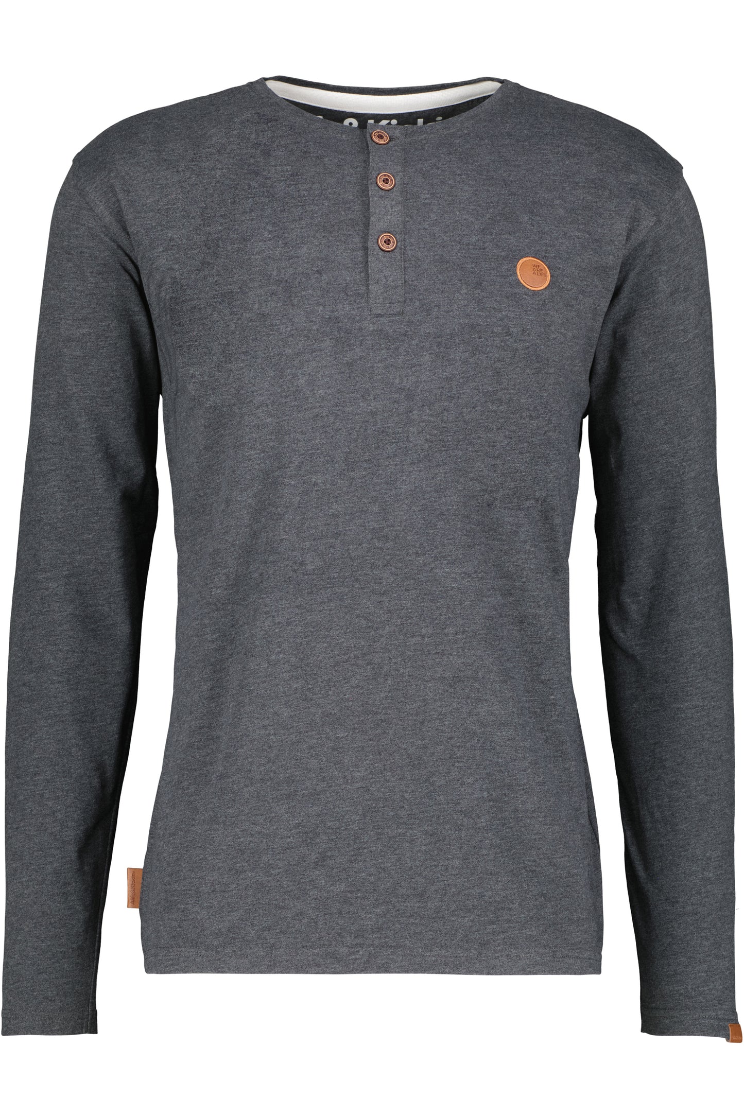 JoshAK A Langarmshirt Herren mit Knöpfen Schwarz