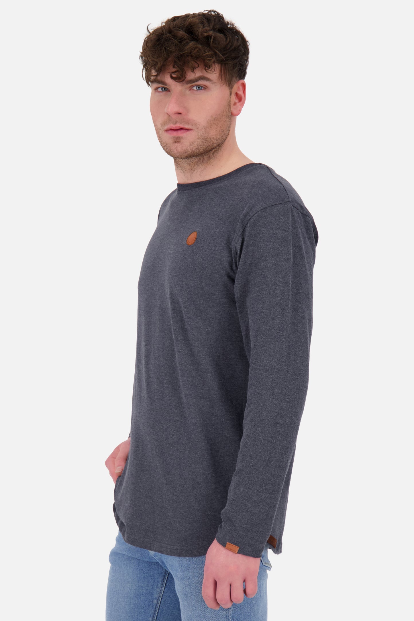 AlexAK A Langarmshirt Herren Basic Dunkelblau