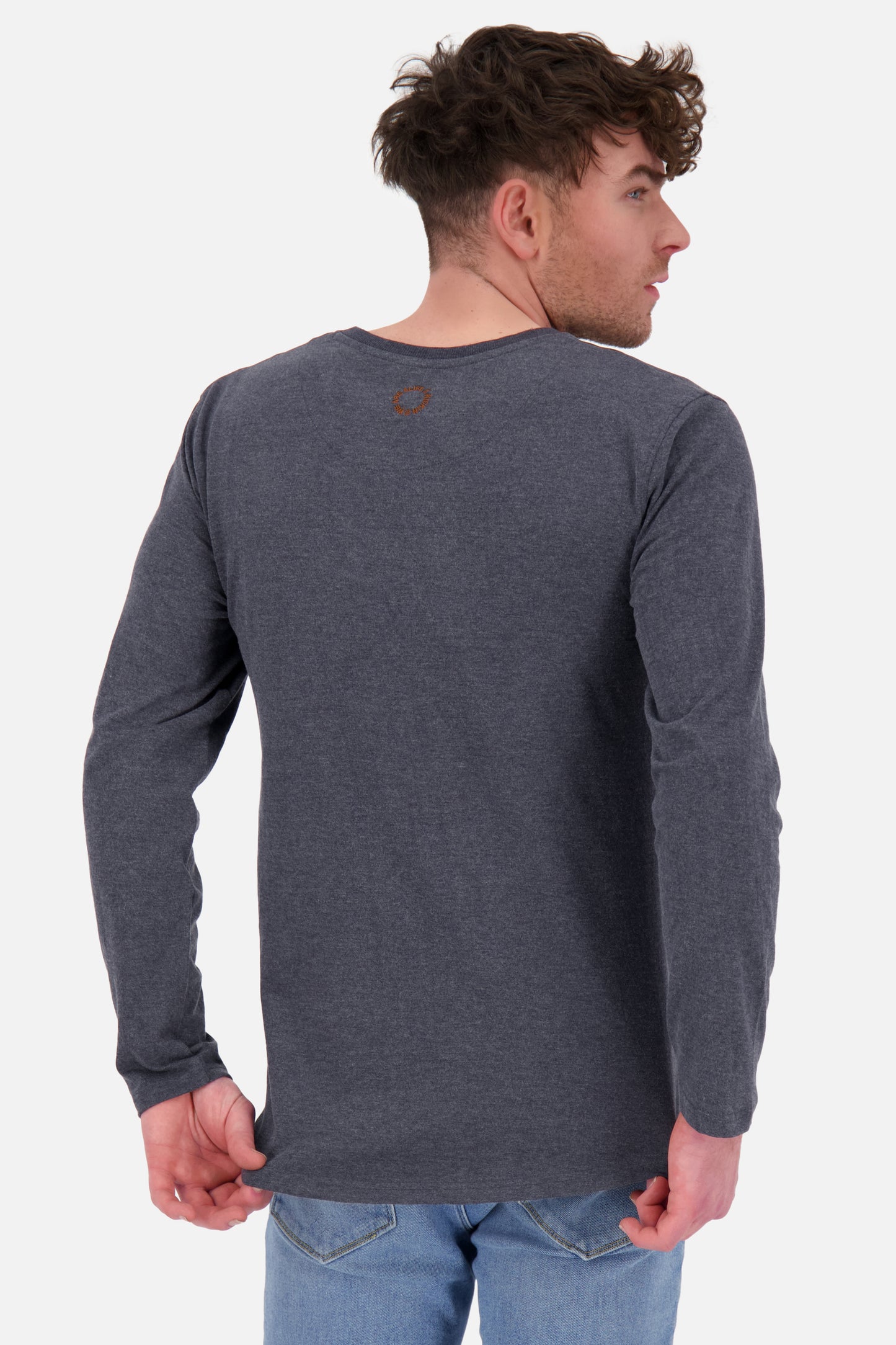 AlexAK A Langarmshirt Herren Basic Dunkelblau